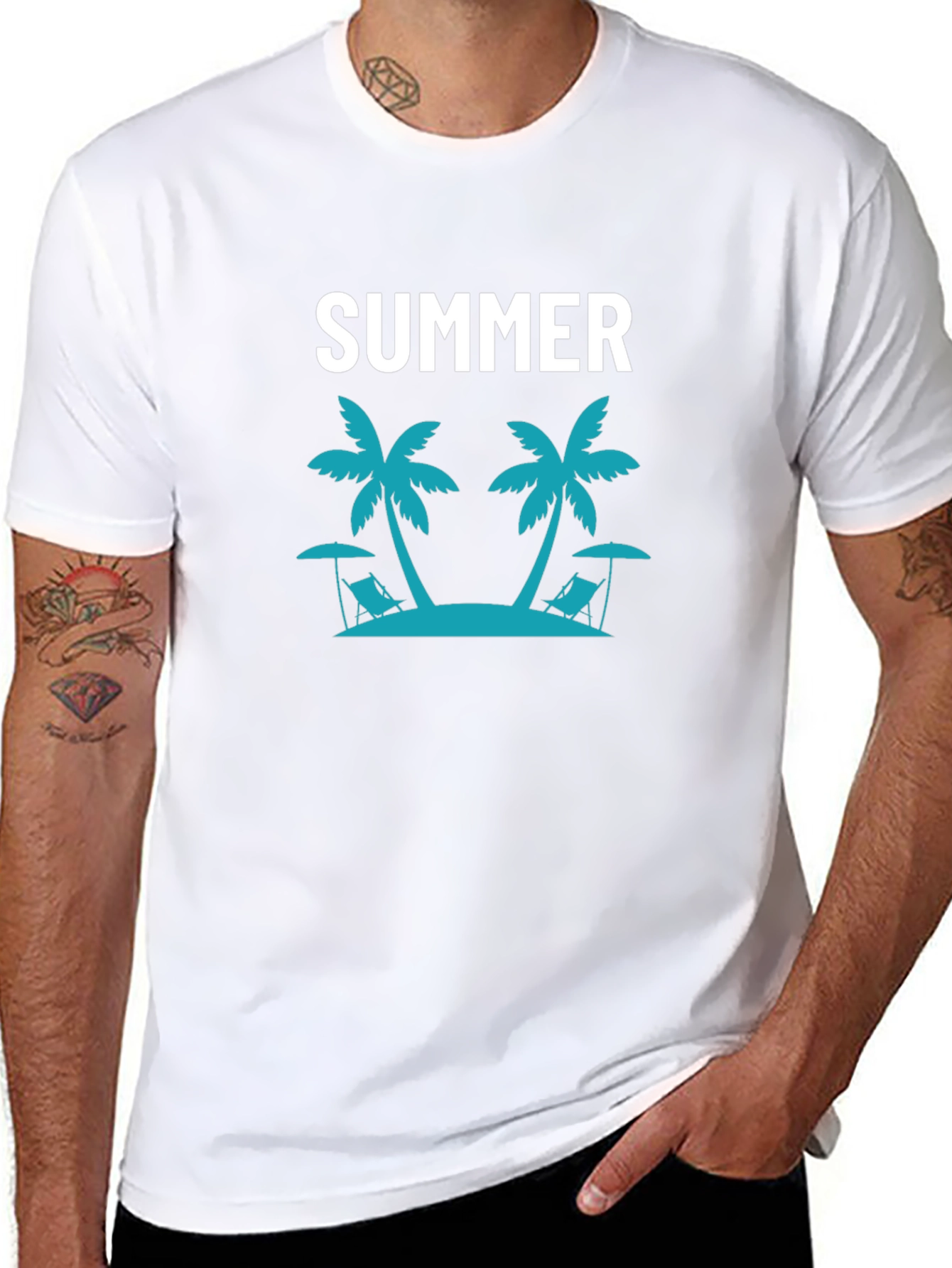 Summer Beach Palm Tree Graphic T-Shirt