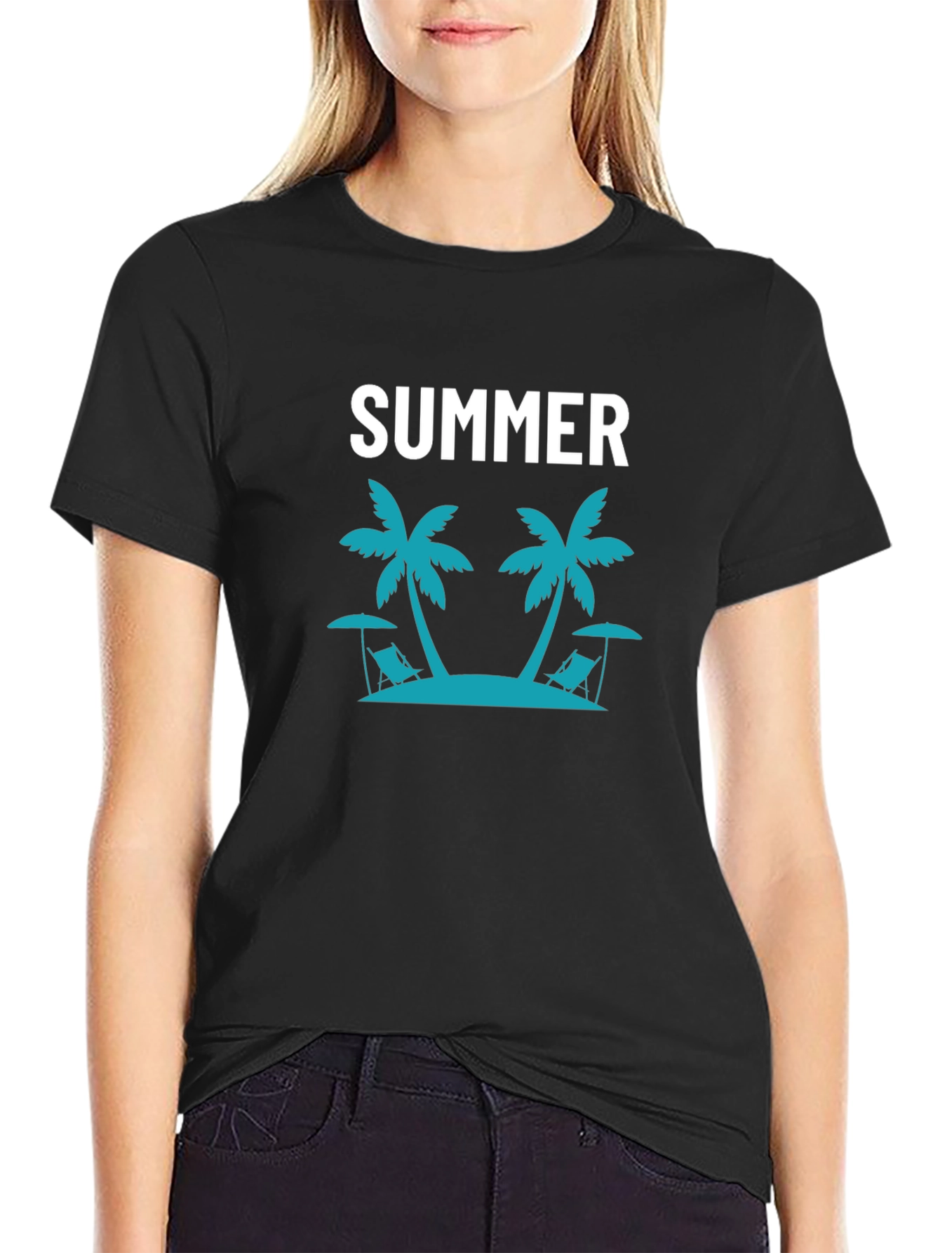 Summer Beach Palm Tree Graphic T-Shirt
