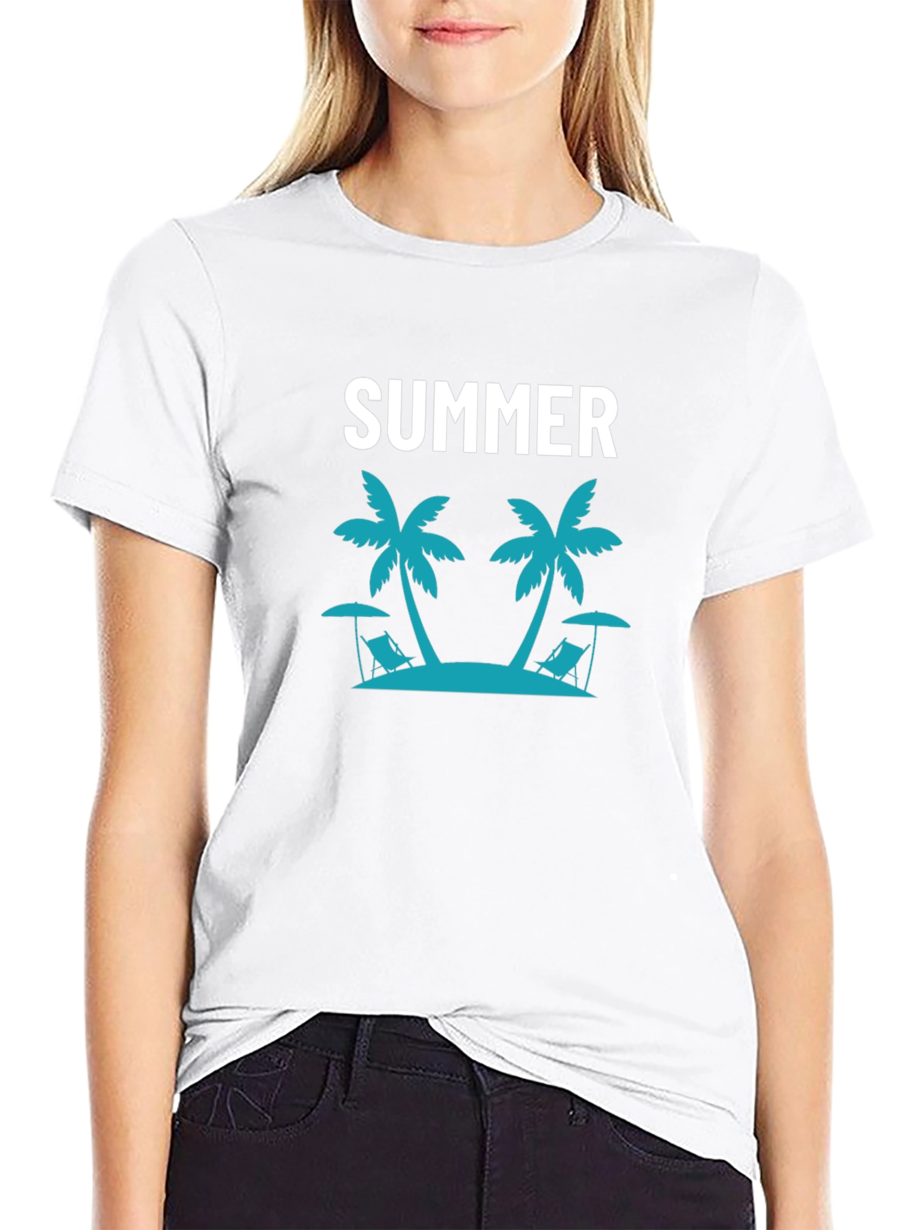 Summer Beach Palm Tree Graphic T-Shirt