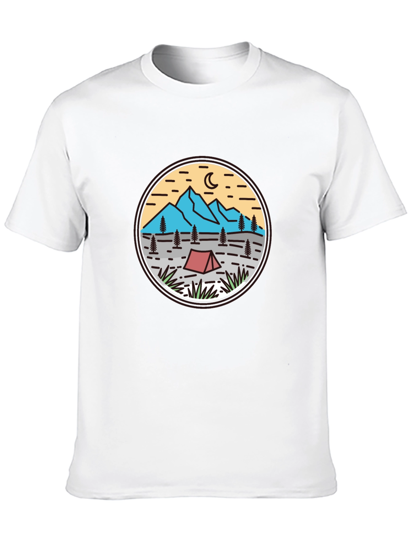 Camping Adventure T-Shirt - Mountain & Tent Design