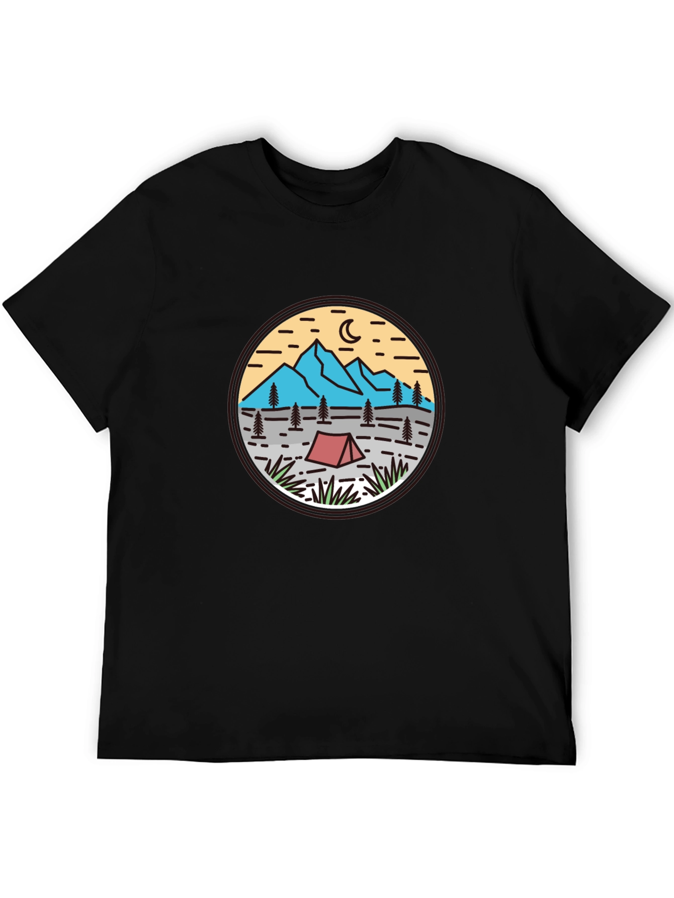 Camping Adventure T-Shirt - Mountain & Tent Design