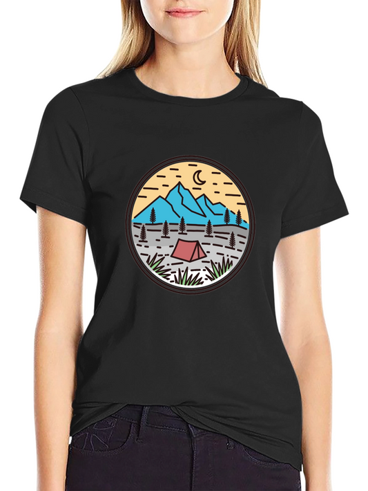 Camping Adventure T-Shirt - Mountain & Tent Design
