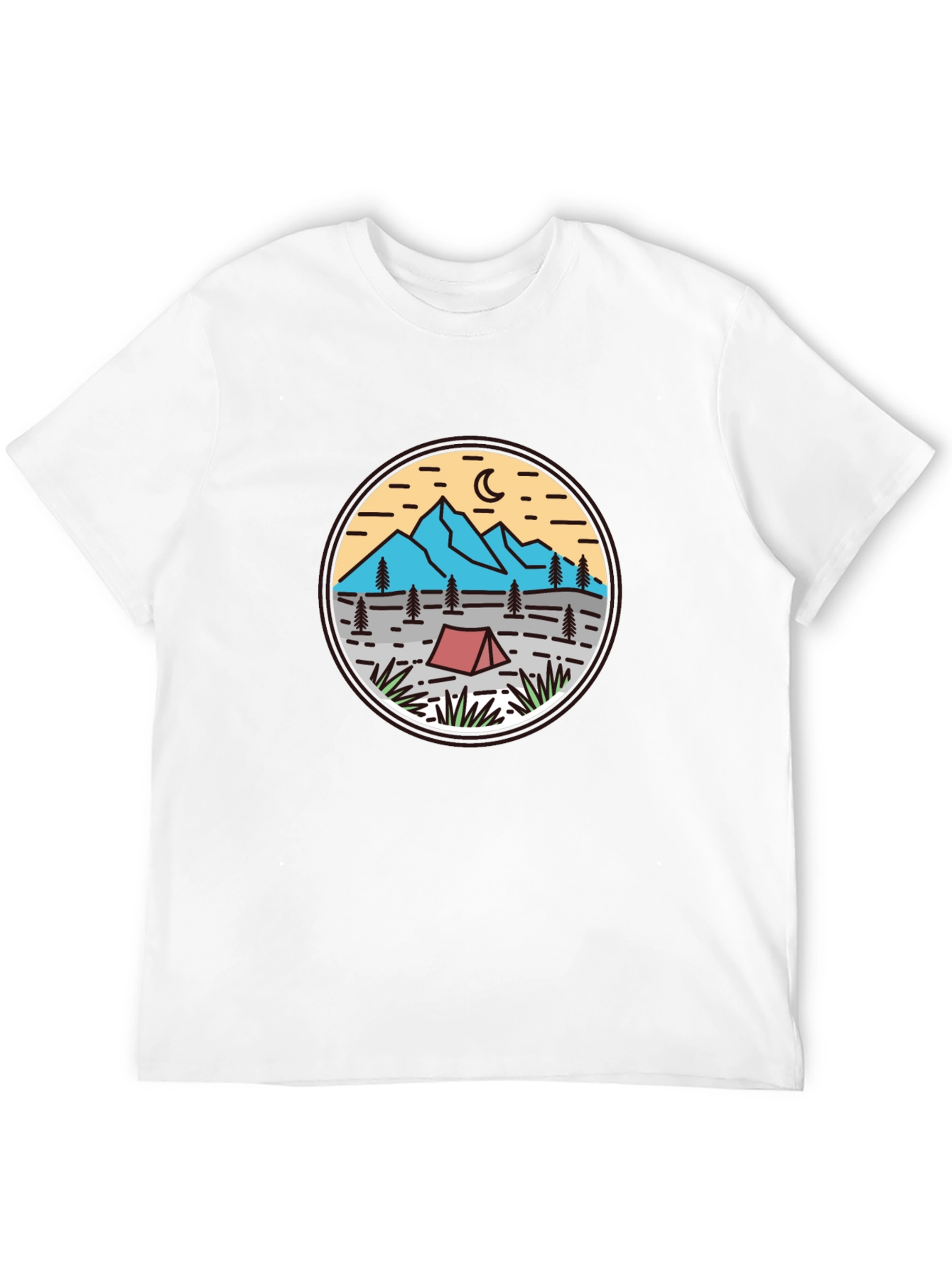 Camping Adventure T-Shirt - Mountain & Tent Design