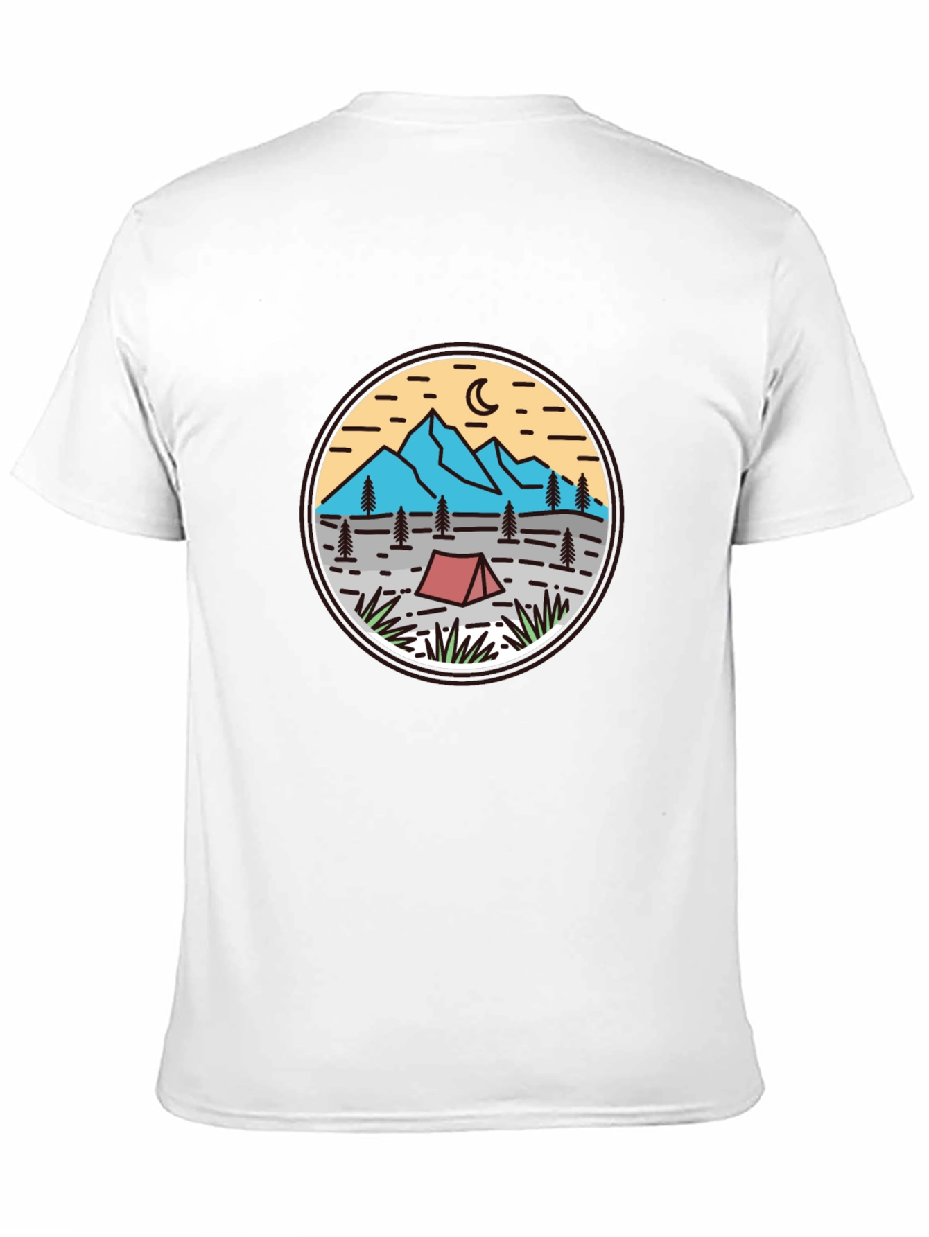 Camping Adventure T-Shirt - Mountain & Tent Design
