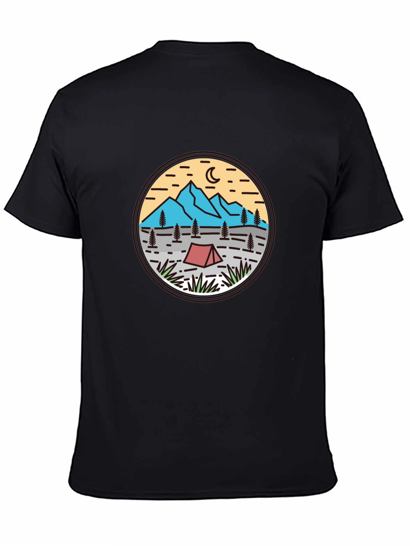 Camping Adventure T-Shirt - Mountain & Tent Design