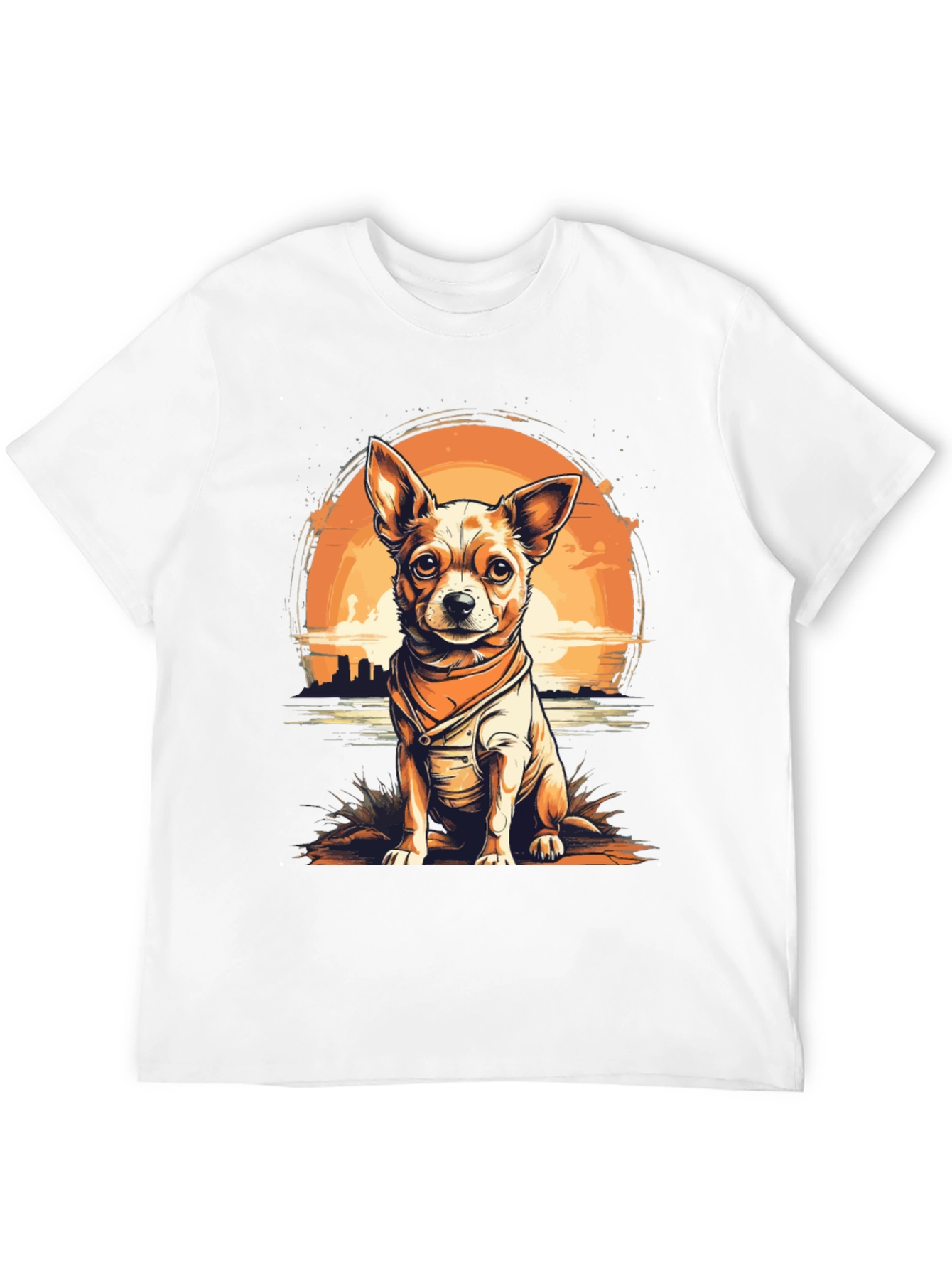 Dog Graphic T-Shirt - Chihuahua Sunset Design