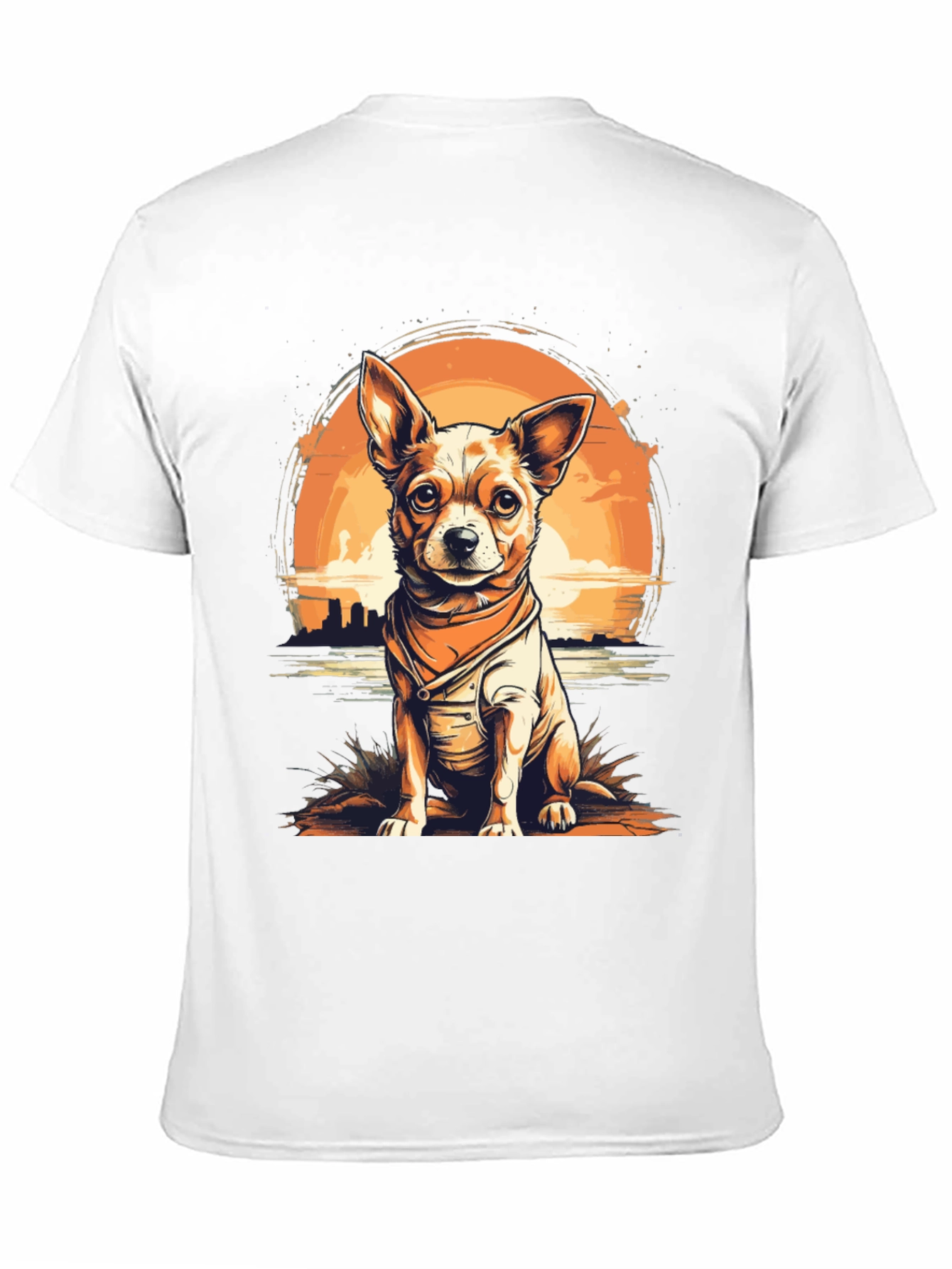 Dog Graphic T-Shirt - Chihuahua Sunset Design