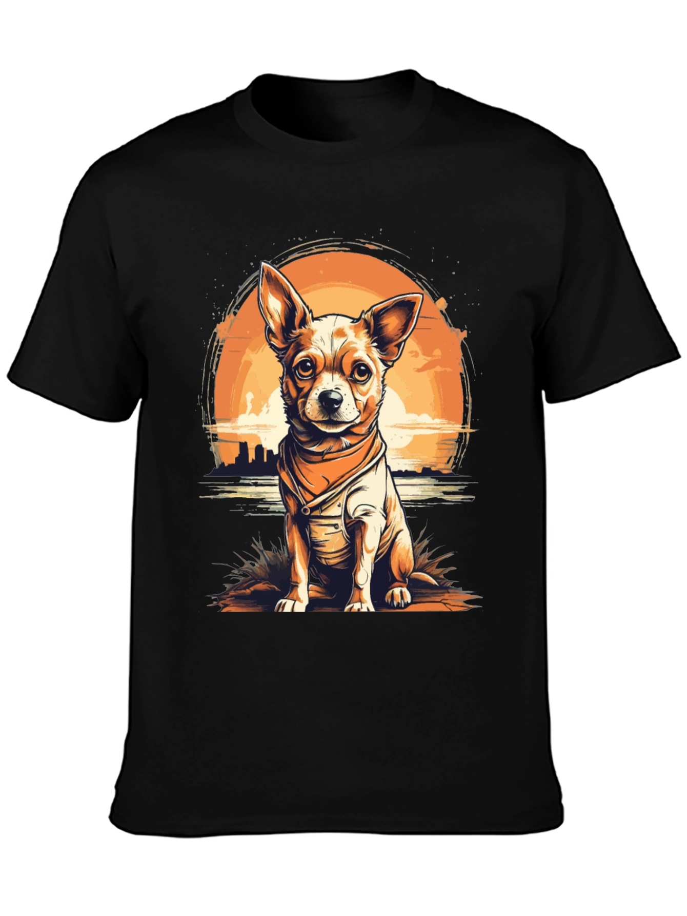 Dog Graphic T-Shirt - Chihuahua Sunset Design