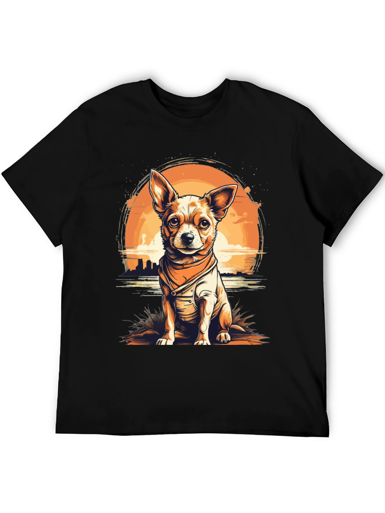 Dog Graphic T-Shirt - Chihuahua Sunset Design