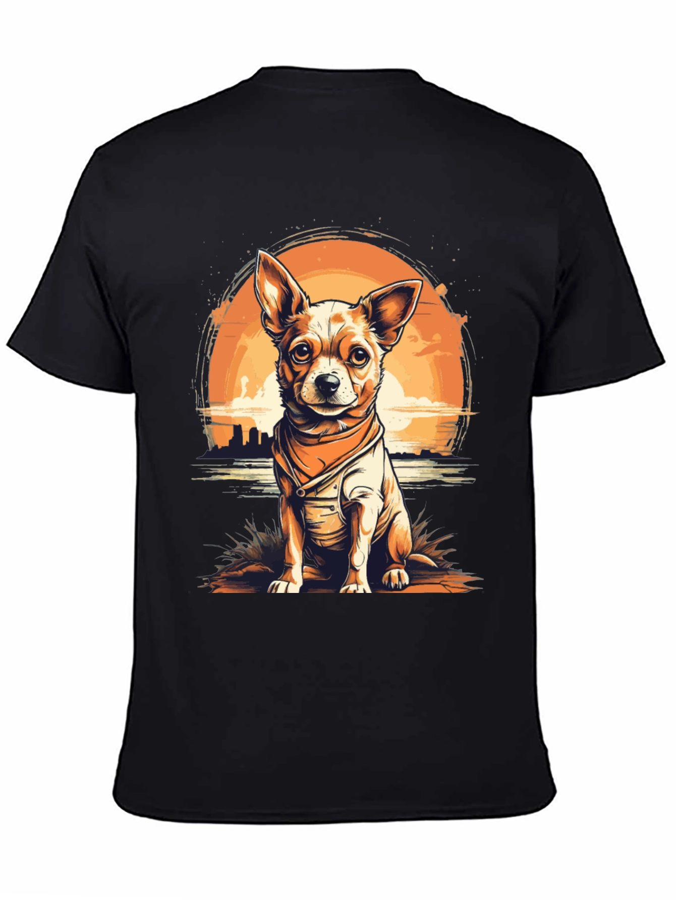 Dog Graphic T-Shirt - Chihuahua Sunset Design