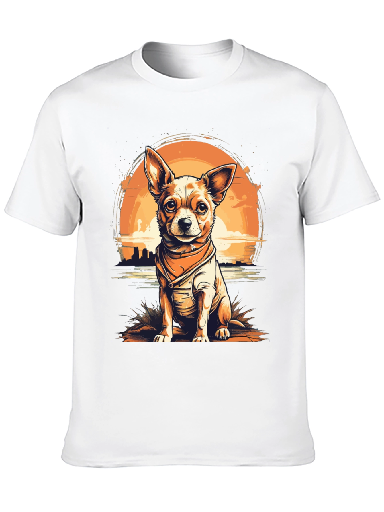 Dog Graphic T-Shirt - Chihuahua Sunset Design