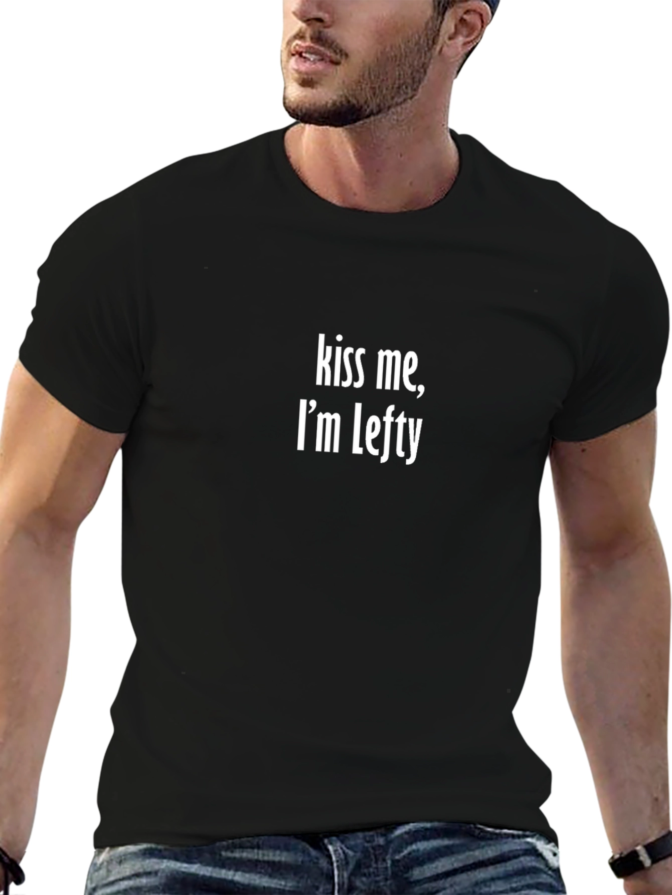 Kiss Me Im Lefty - Black T-Shirt