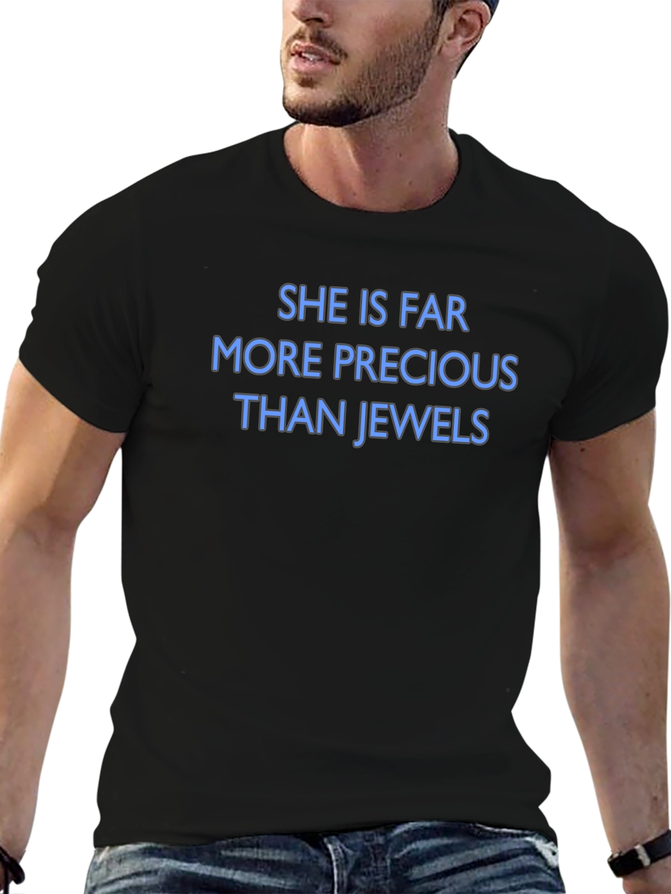 Precious Than Jewels Black Crew Neck T-Shirt