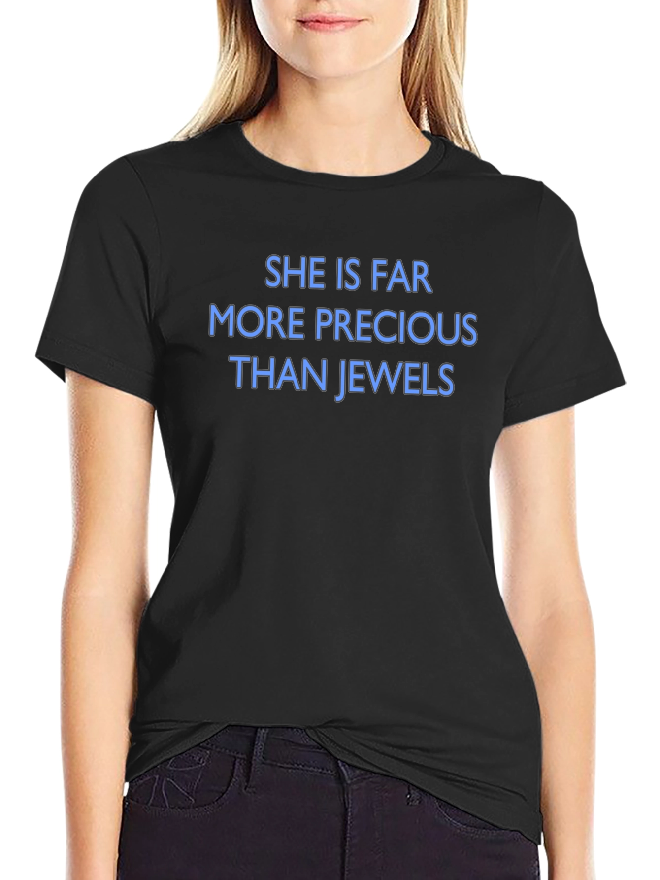 Precious Than Jewels Black Crew Neck T-Shirt