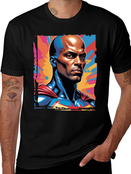 Bold Superhero Graphic Tee - Black Cotton