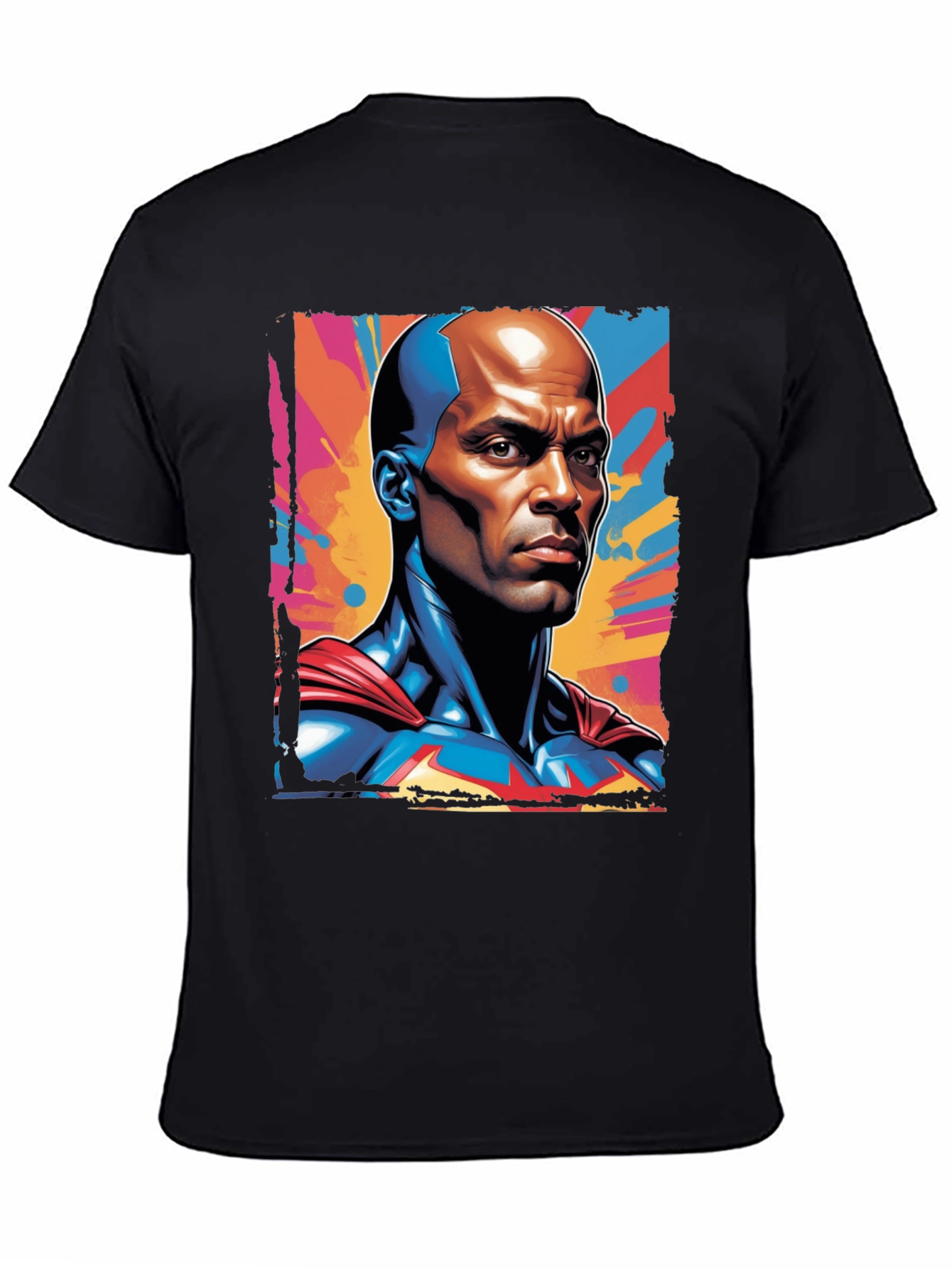 Bold Superhero Graphic Tee - Black Cotton