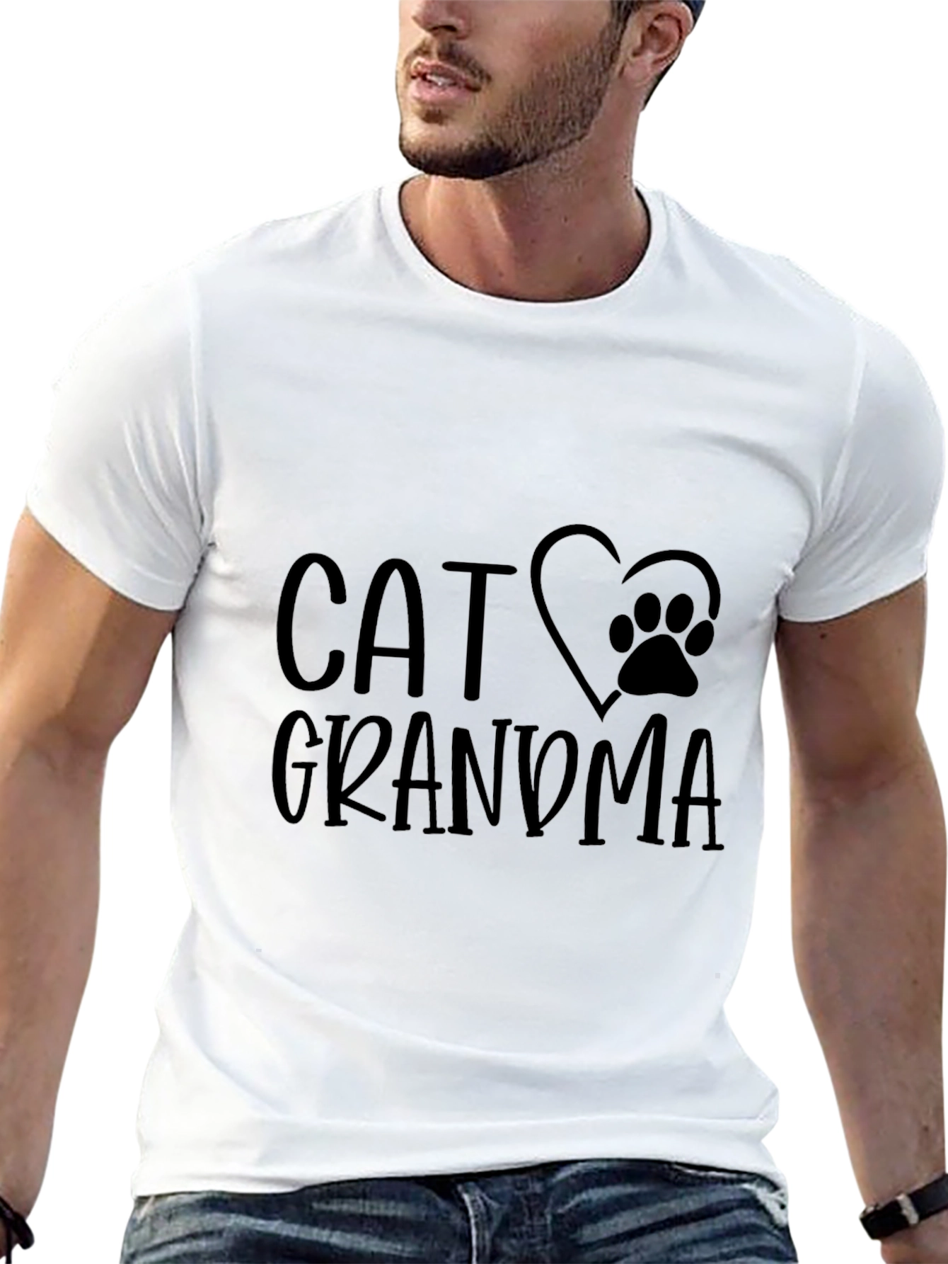 Cat Grandma Black T-Shirt