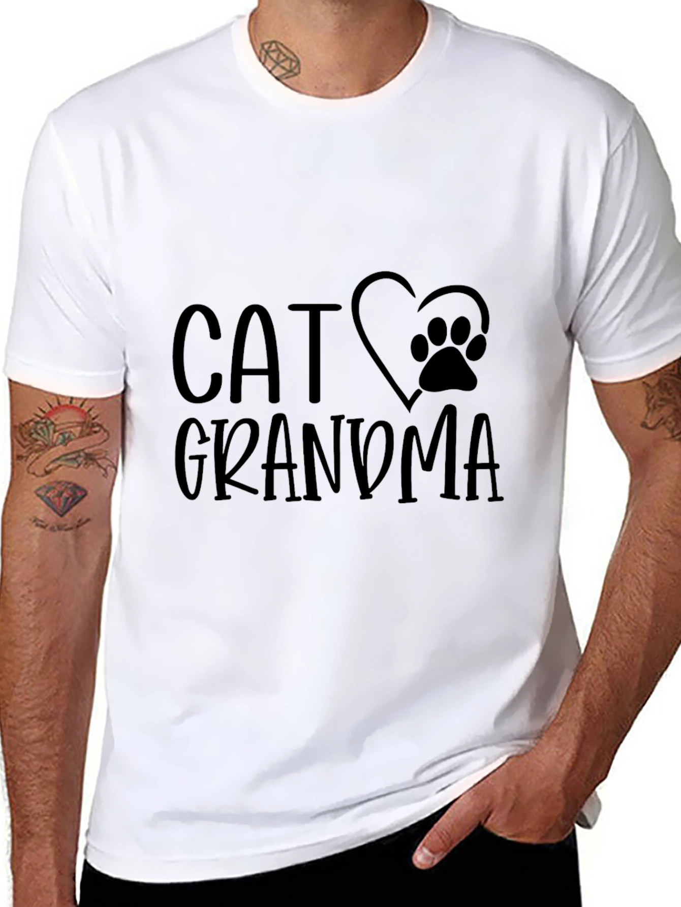 Cat Grandma Black T-Shirt