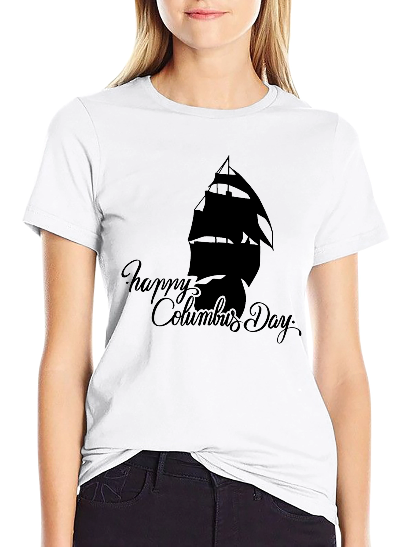 Happy Columbus Day Black T-Shirt