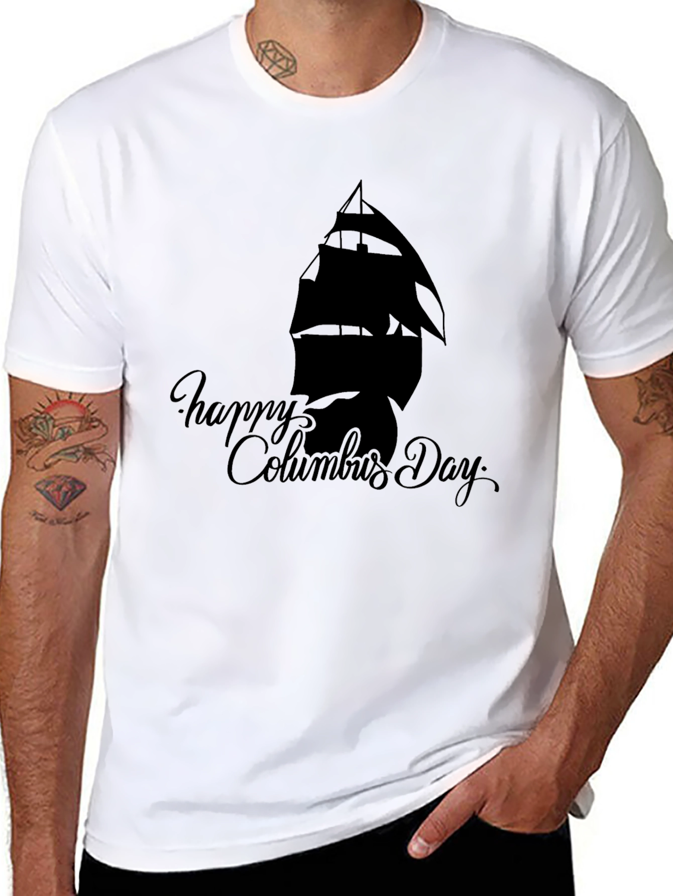 Happy Columbus Day Black T-Shirt