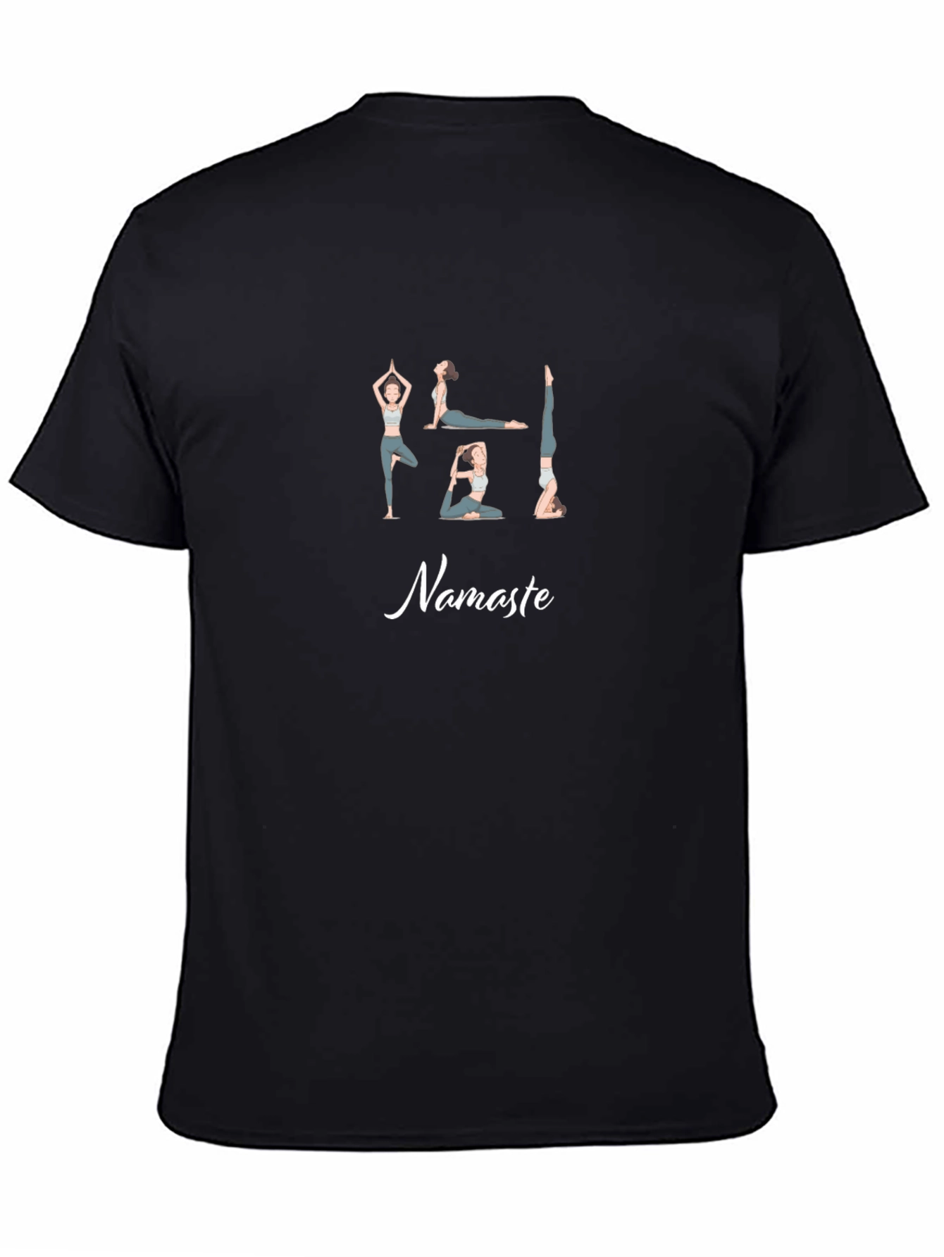 Yoga Pose Namaste Graphic Black T-Shirt