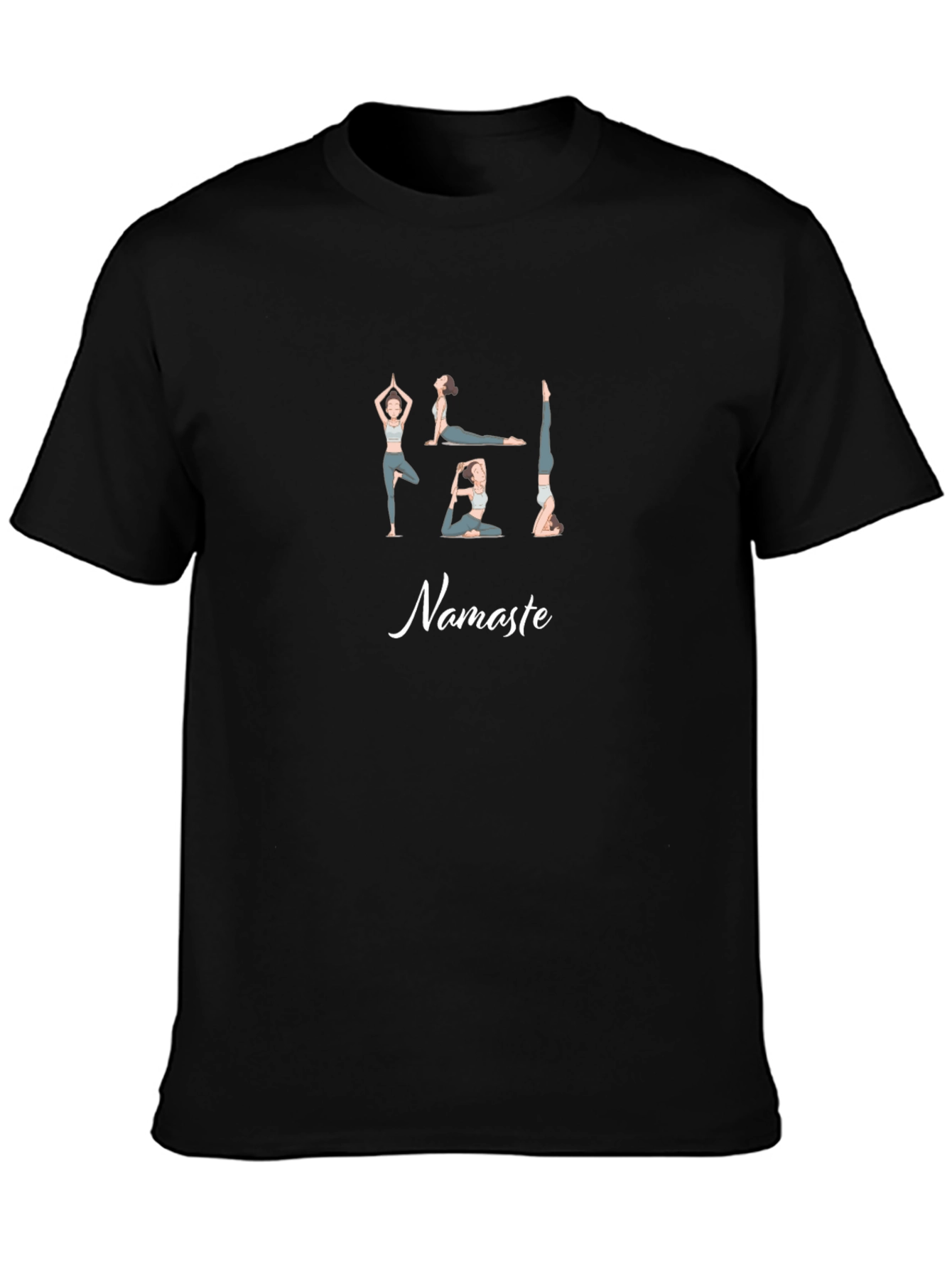 Yoga Pose Namaste Graphic Black T-Shirt