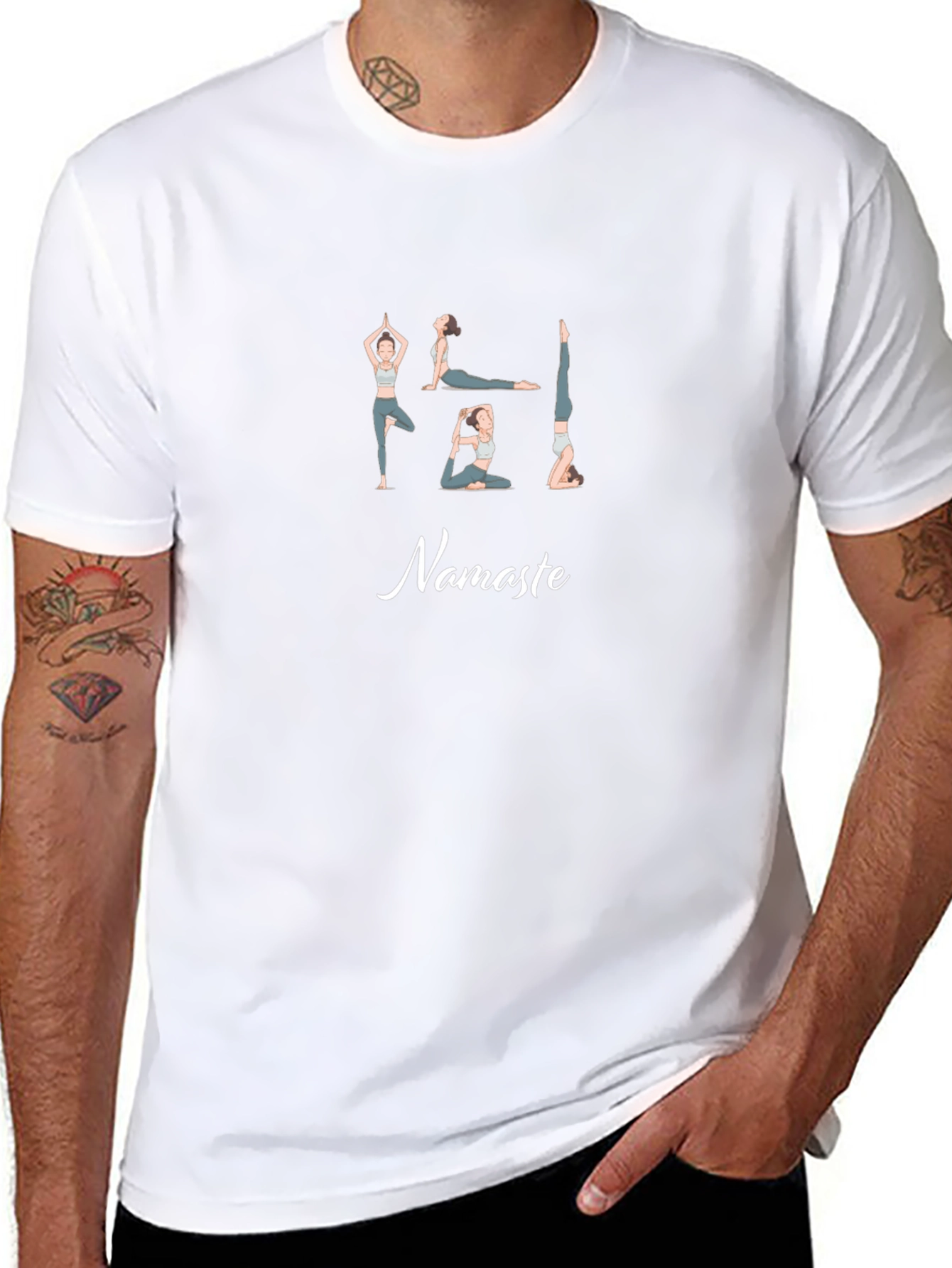 Yoga Pose Namaste Graphic Black T-Shirt
