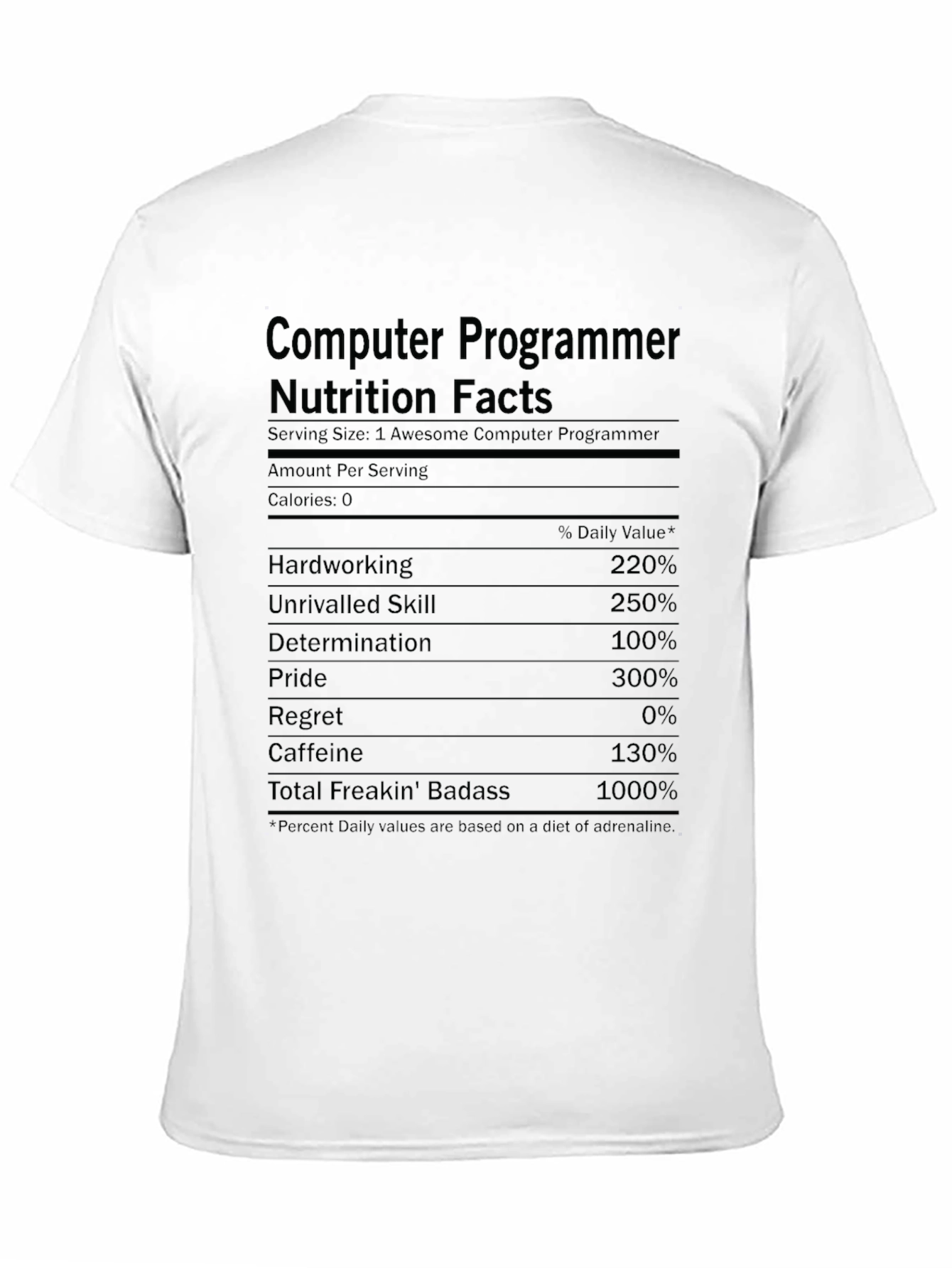 Computer Programmer Nutrition Facts Graphic Tee