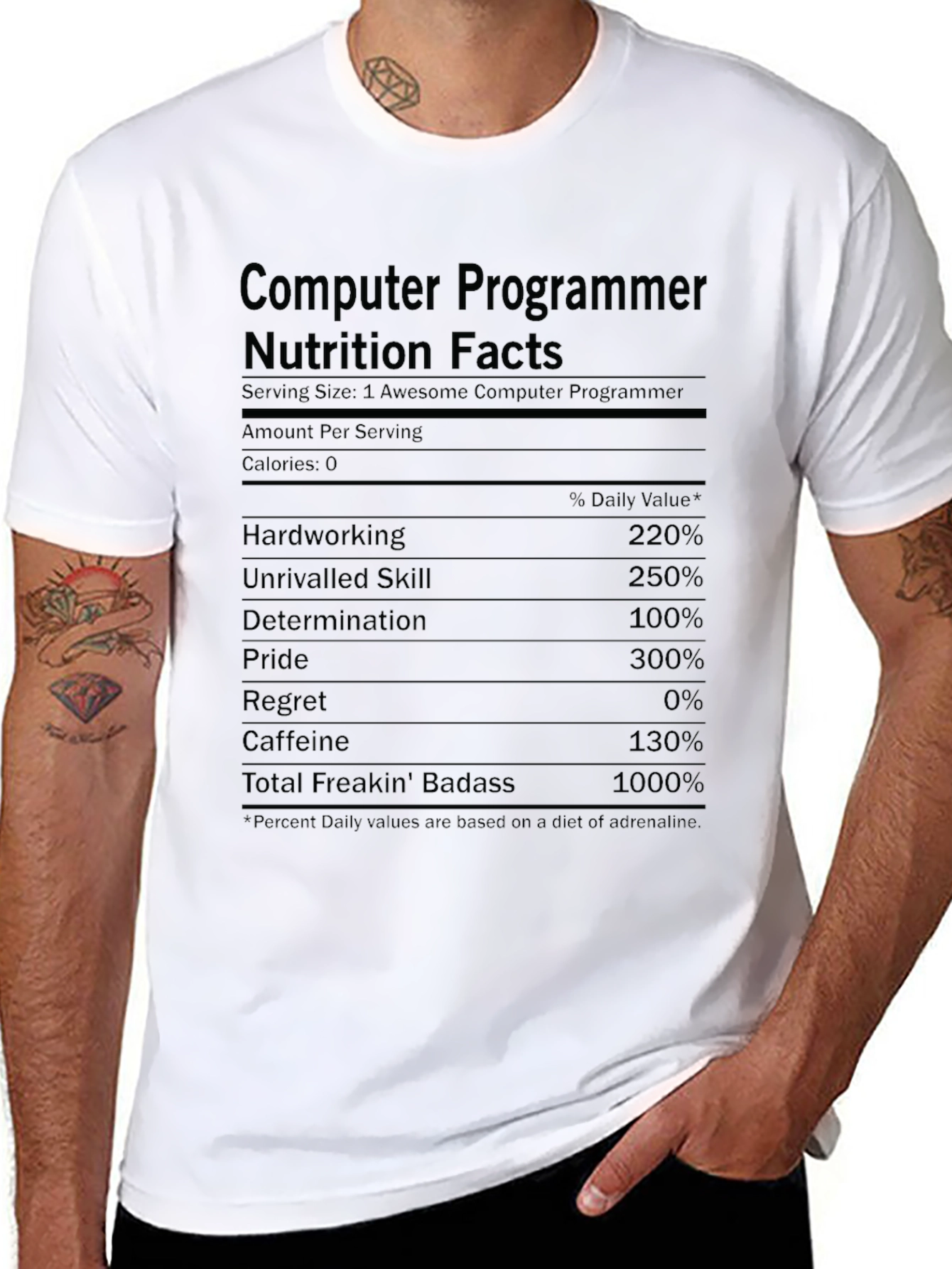 Computer Programmer Nutrition Facts Graphic Tee