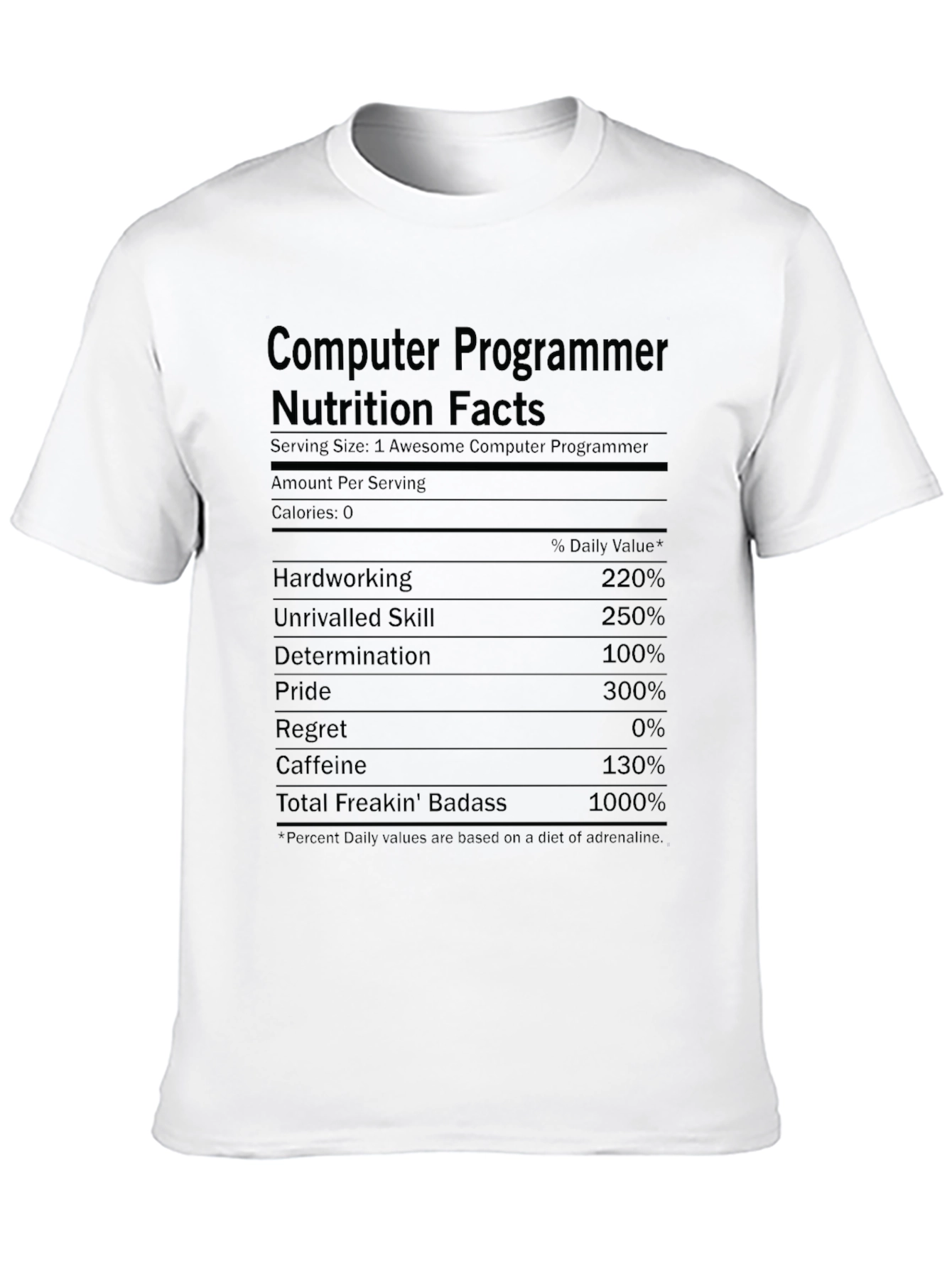 Computer Programmer Nutrition Facts Graphic Tee