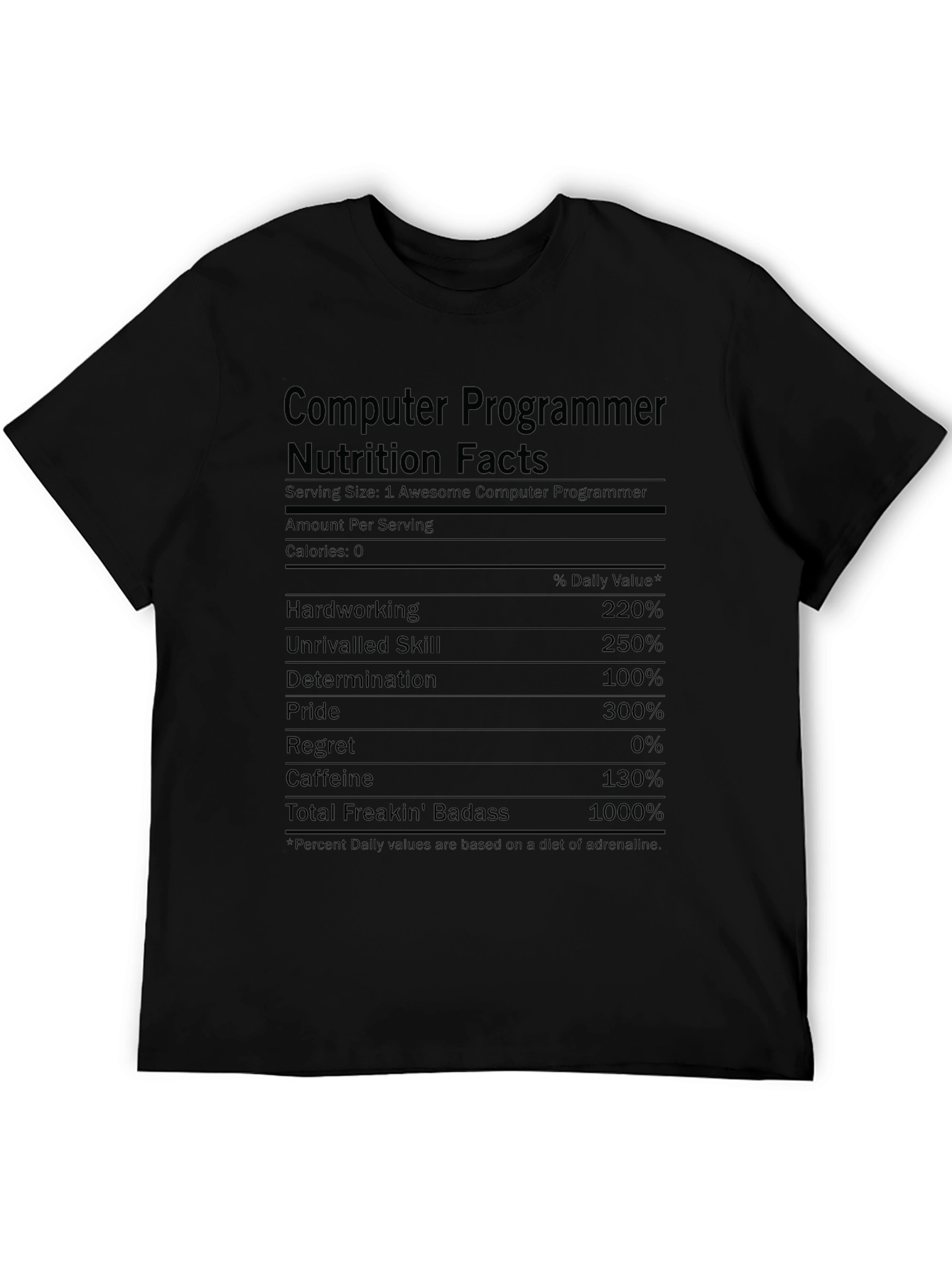 Computer Programmer Nutrition Facts Graphic Tee