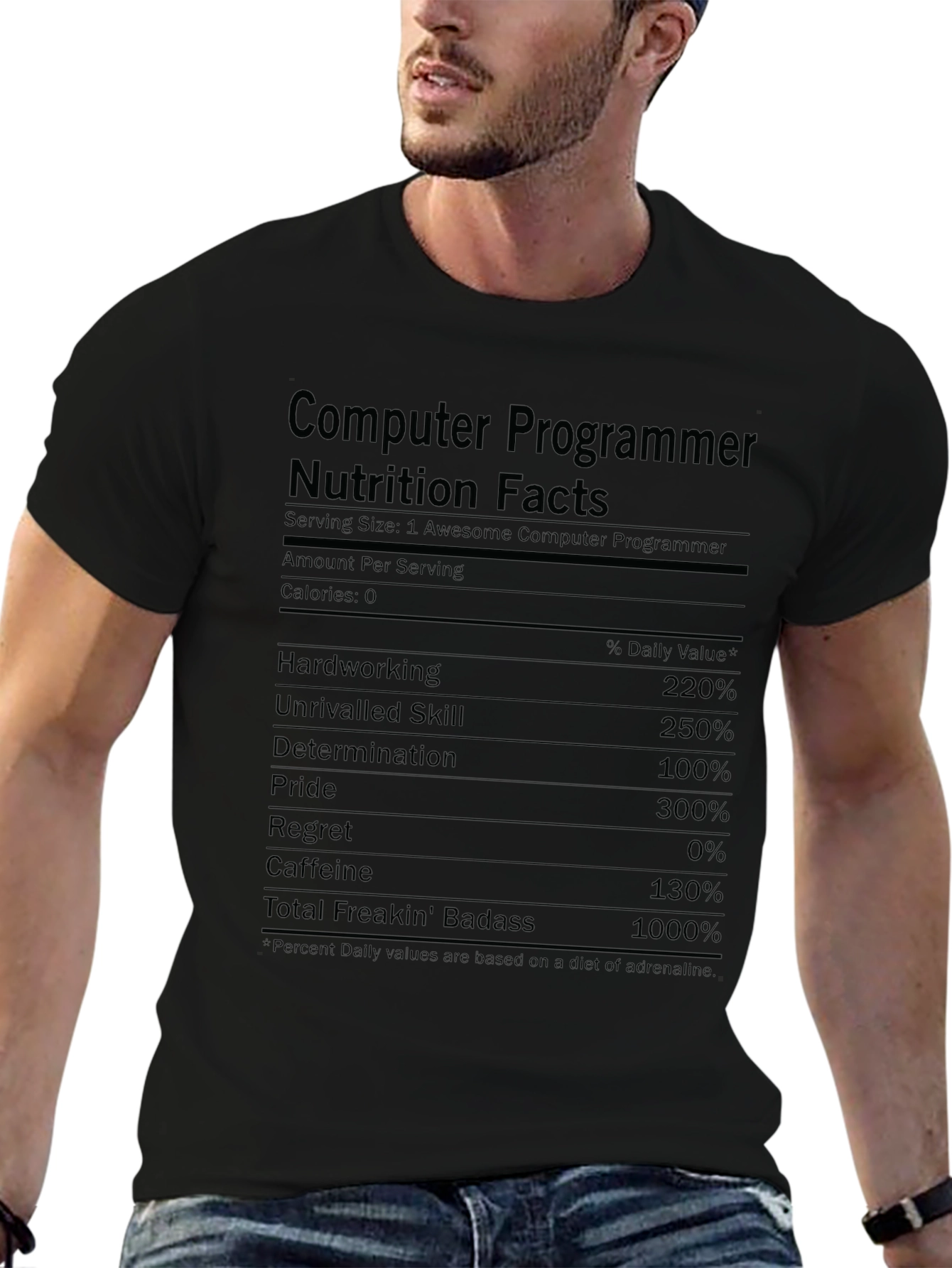 Computer Programmer Nutrition Facts Graphic Tee