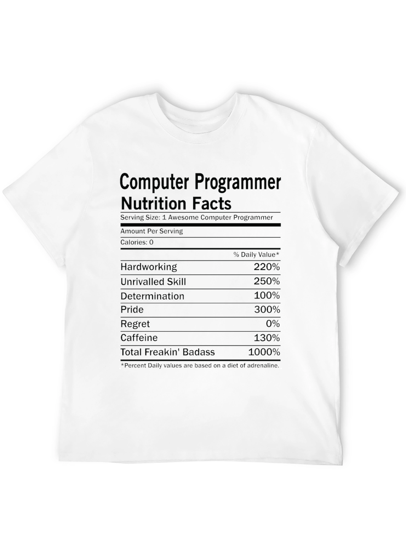 Computer Programmer Nutrition Facts Graphic Tee