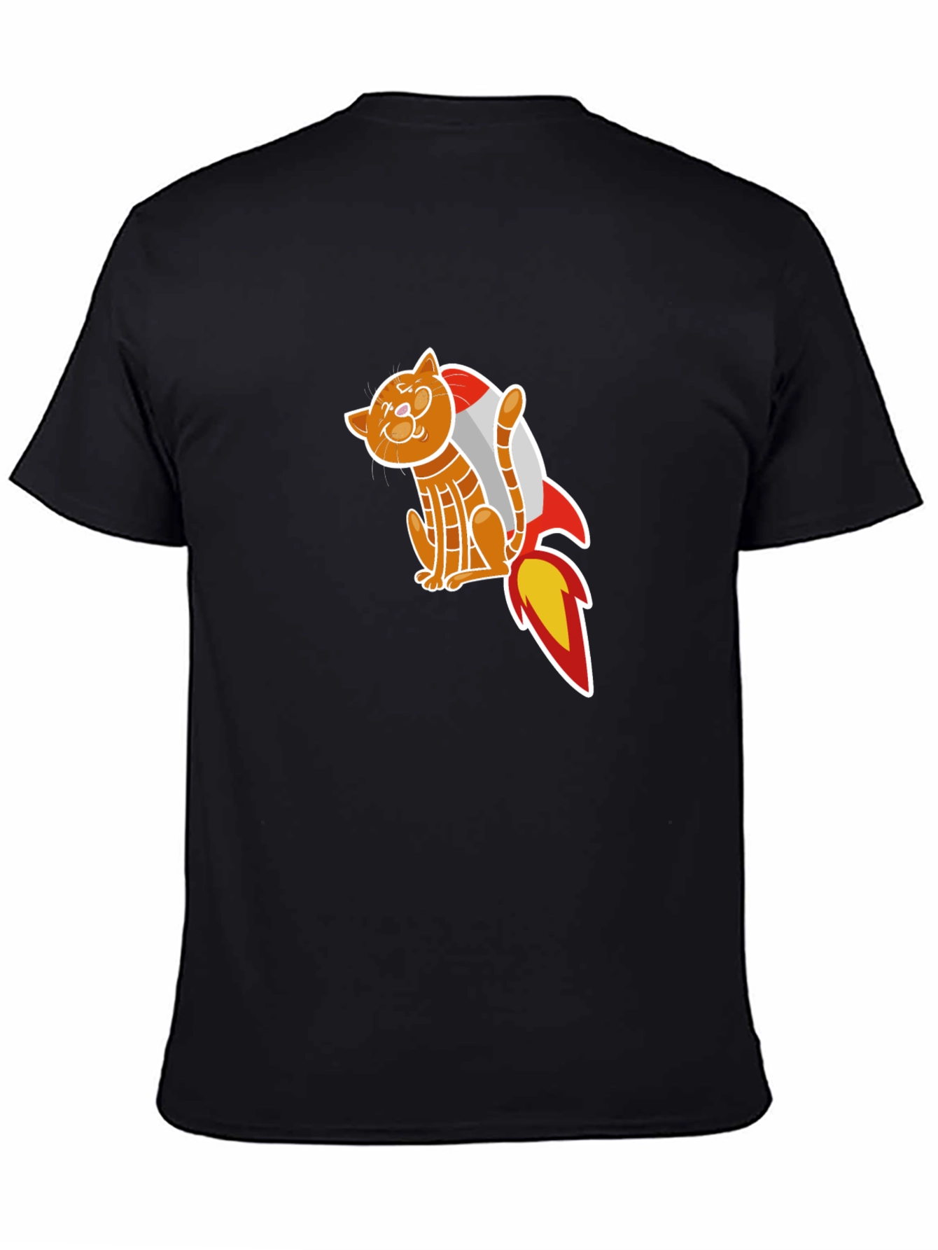 Cat Rocket T-Shirt - Black Graphic Tee