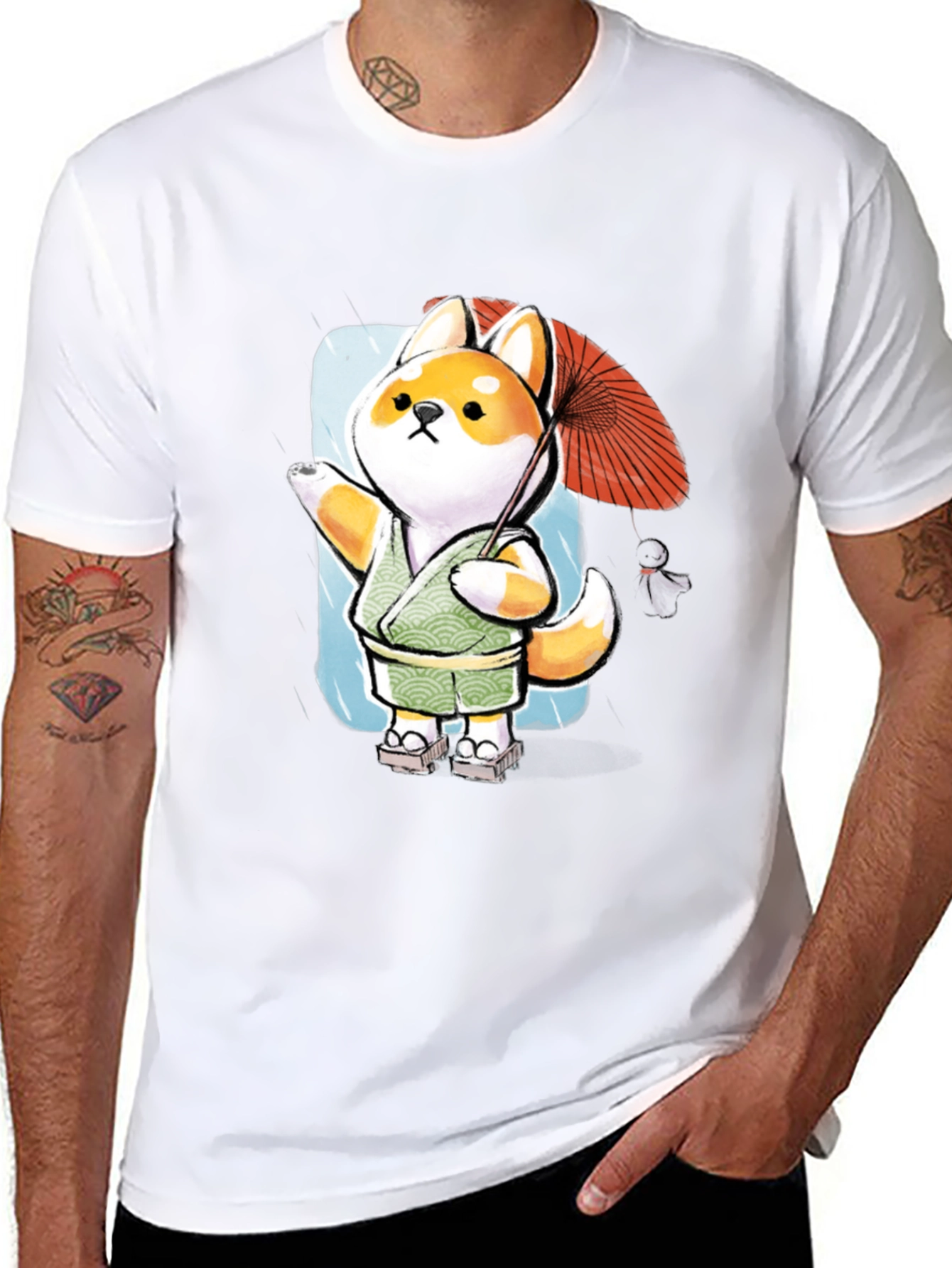 Shiba Inu Umbrella T-Shirt - Japanese Doge Style