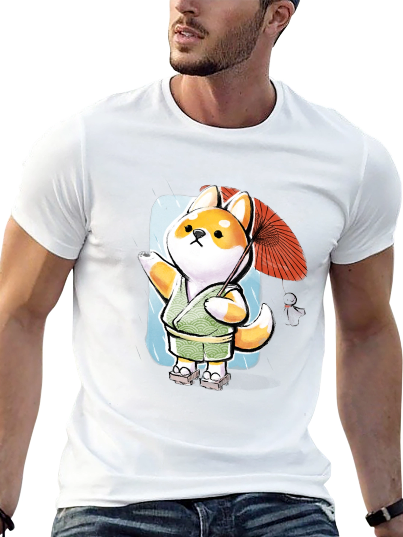 Shiba Inu Umbrella T-Shirt - Japanese Doge Style
