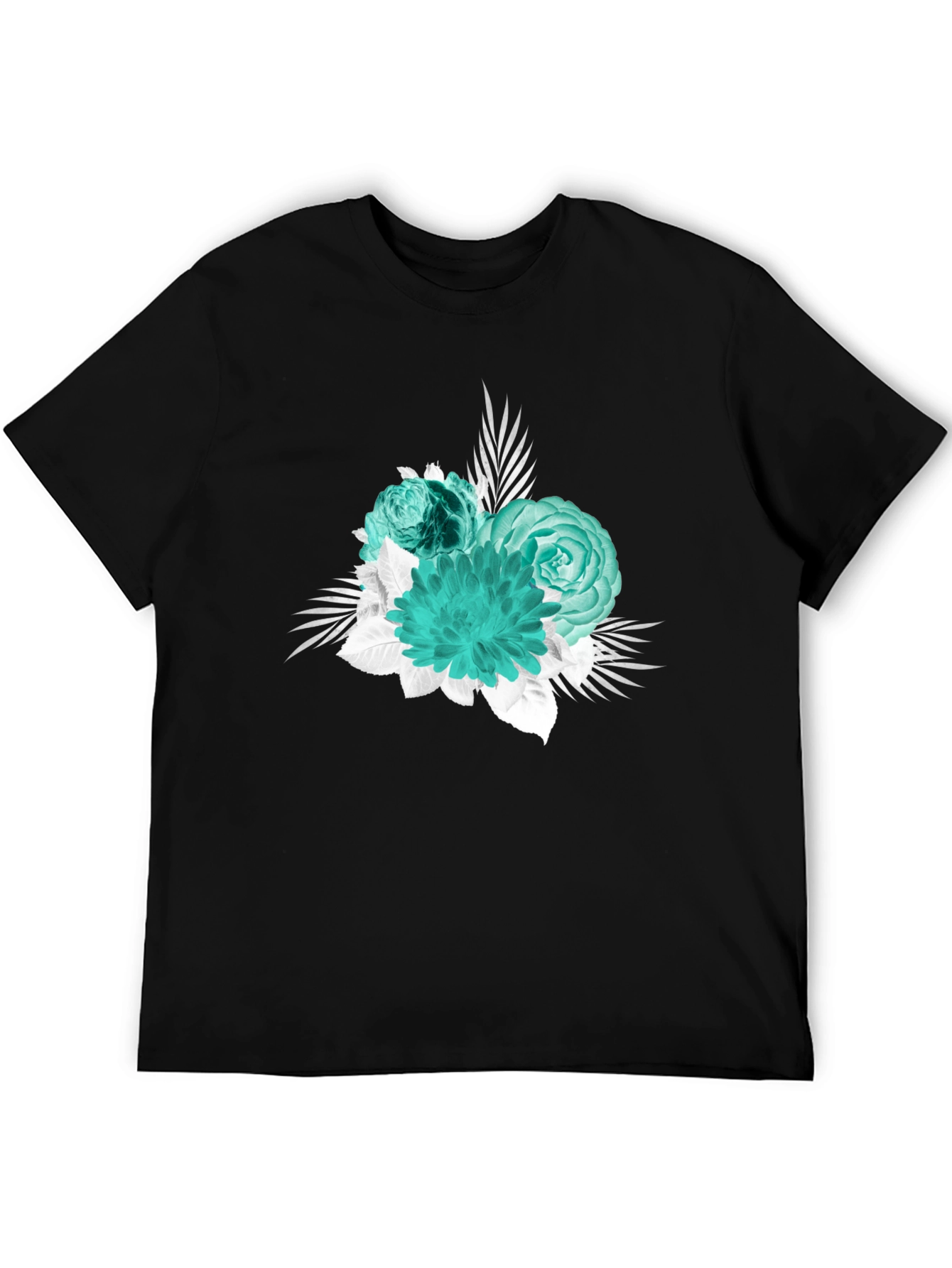 Floral Graphic Print Black T-Shirt