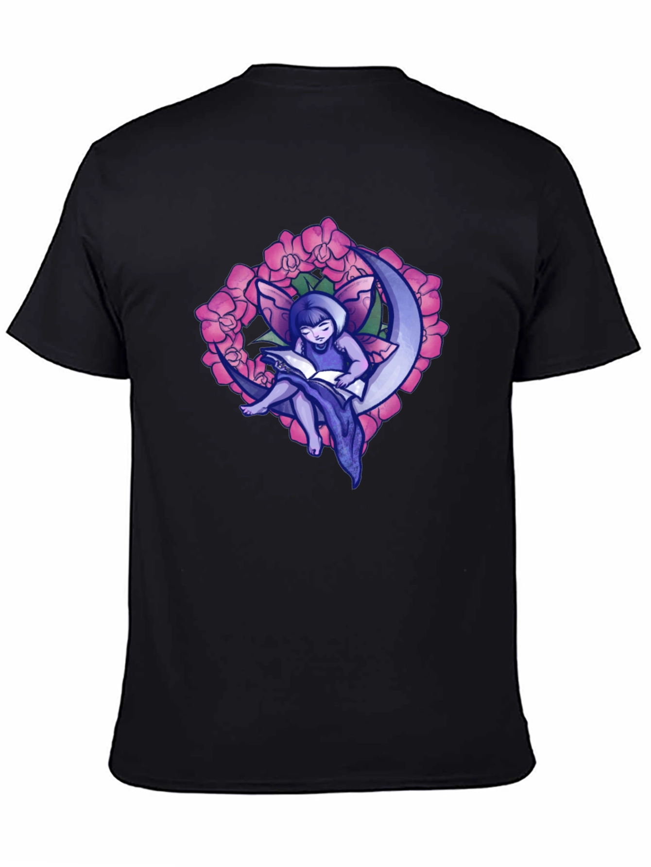 Fairy on Moon T-Shirt - Black Graphic Tee