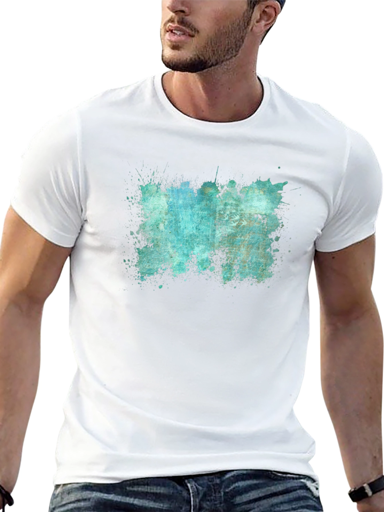 Abstract Splatter Print Black T-Shirt