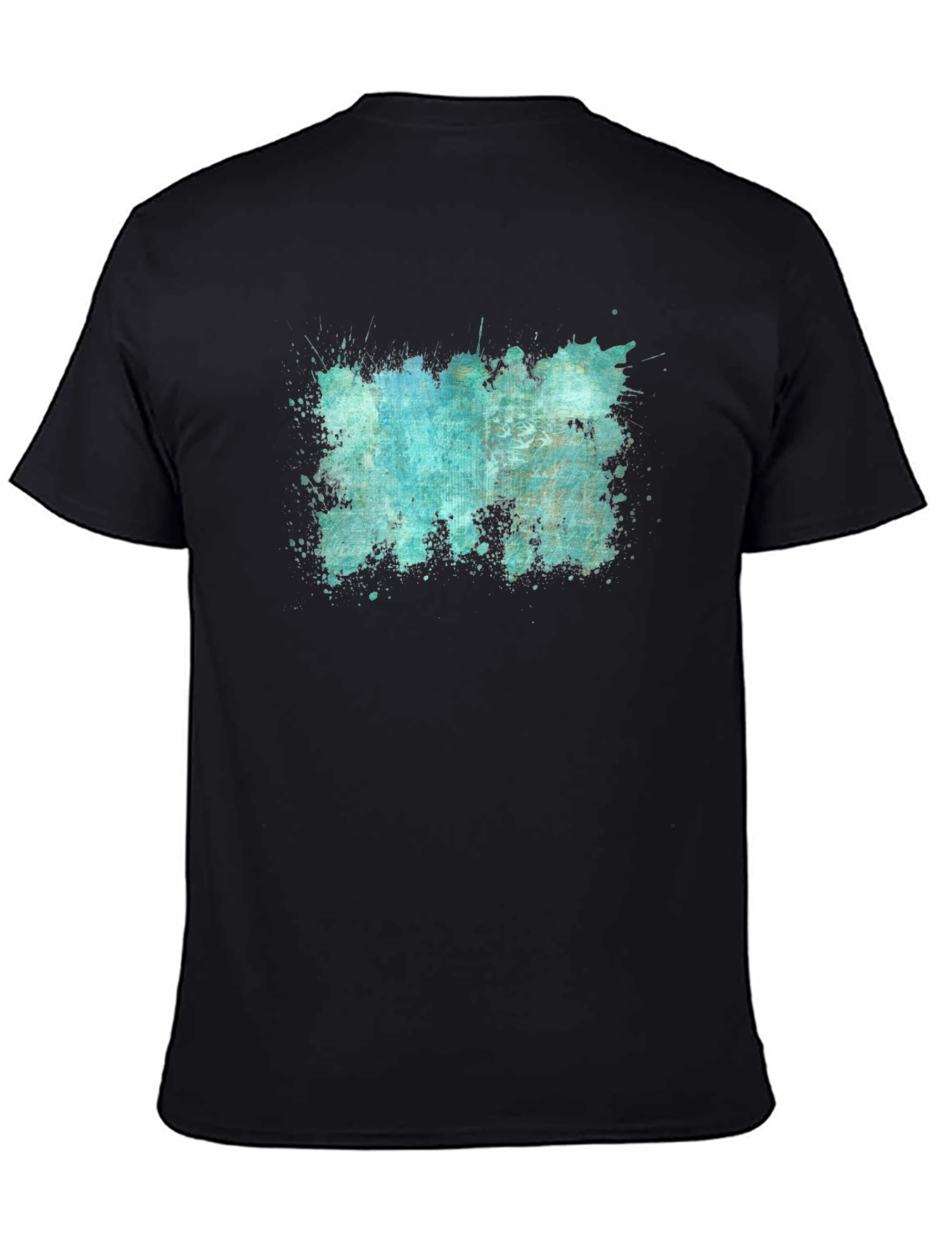 Abstract Splatter Print Black T-Shirt