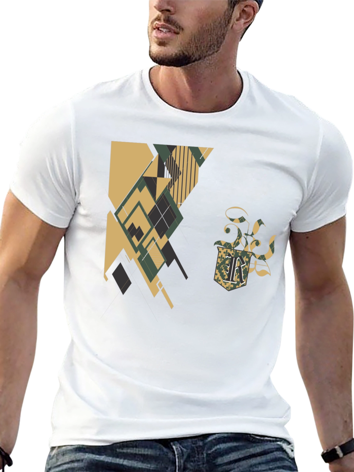Urban Geometric Shield Graphic T-Shirt