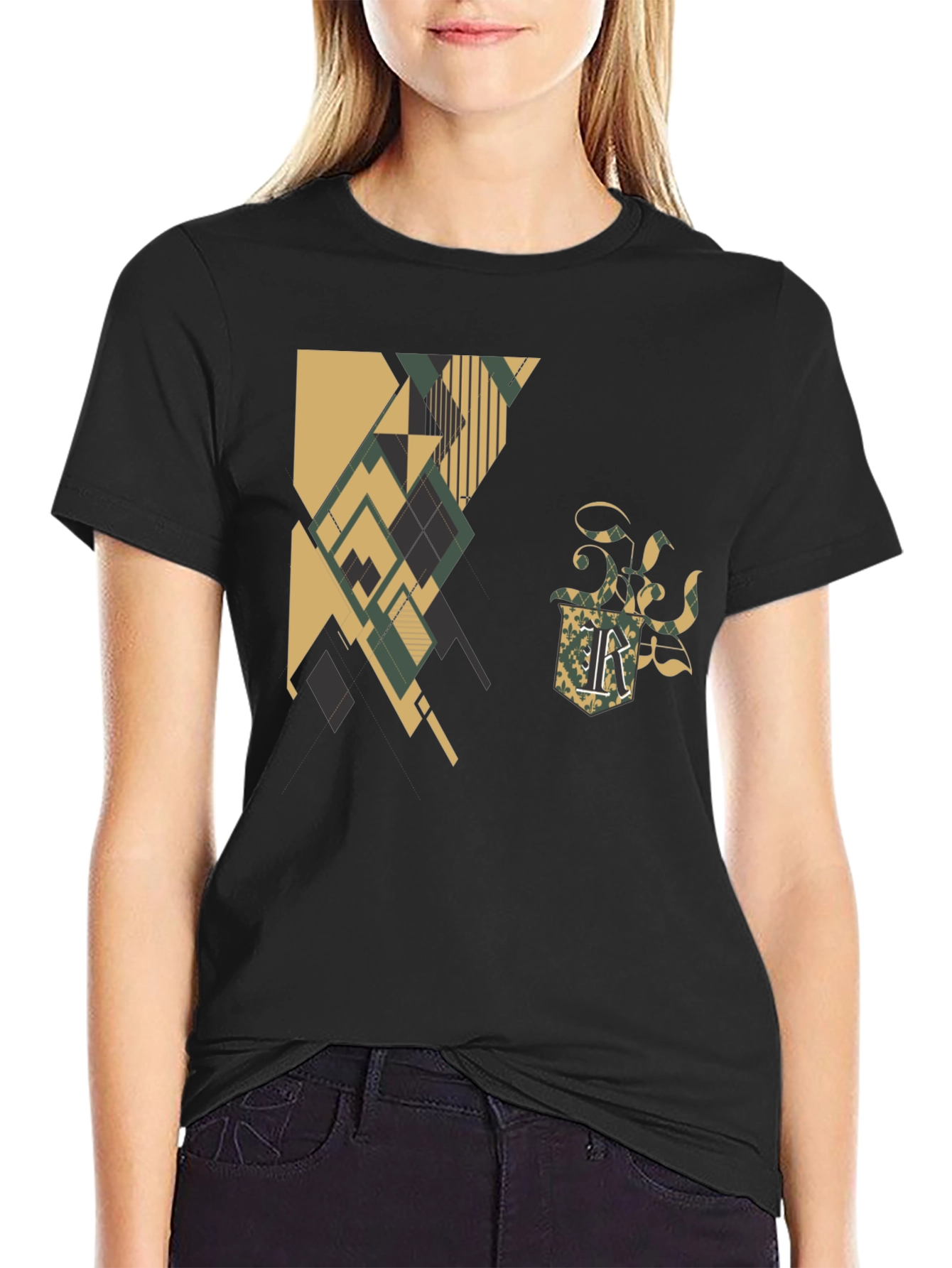 Urban Geometric Shield Graphic T-Shirt