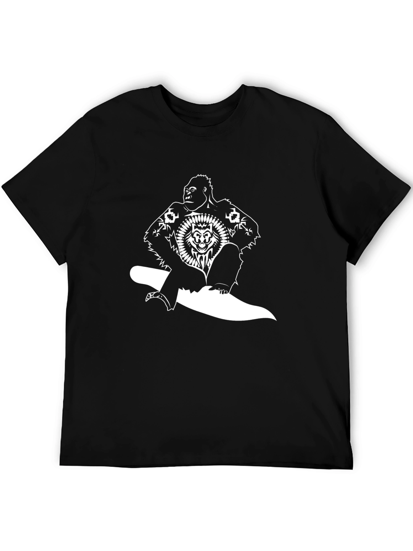 Black Gorilla Lion Graphic Tee
