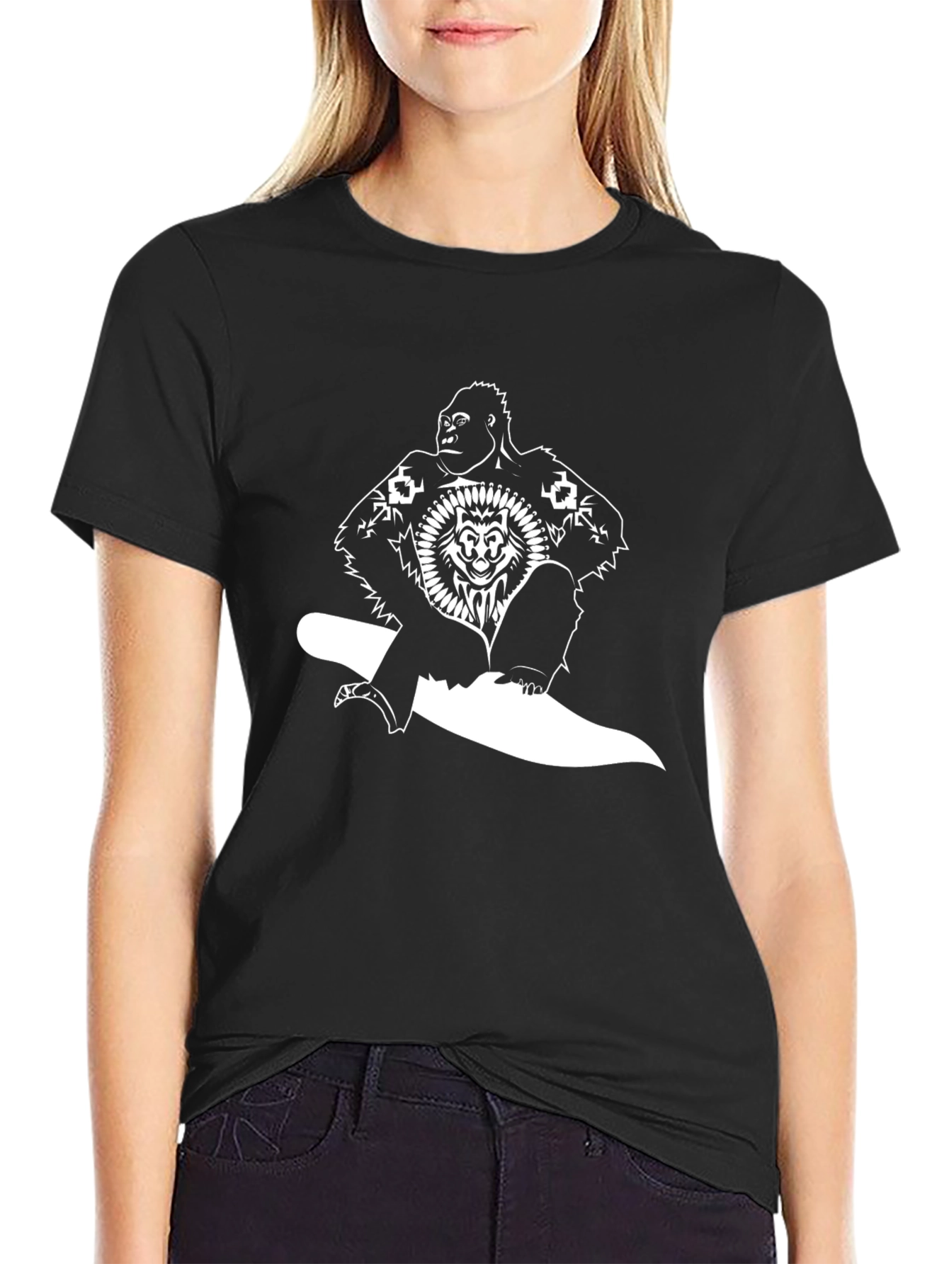 Black Gorilla Lion Graphic Tee