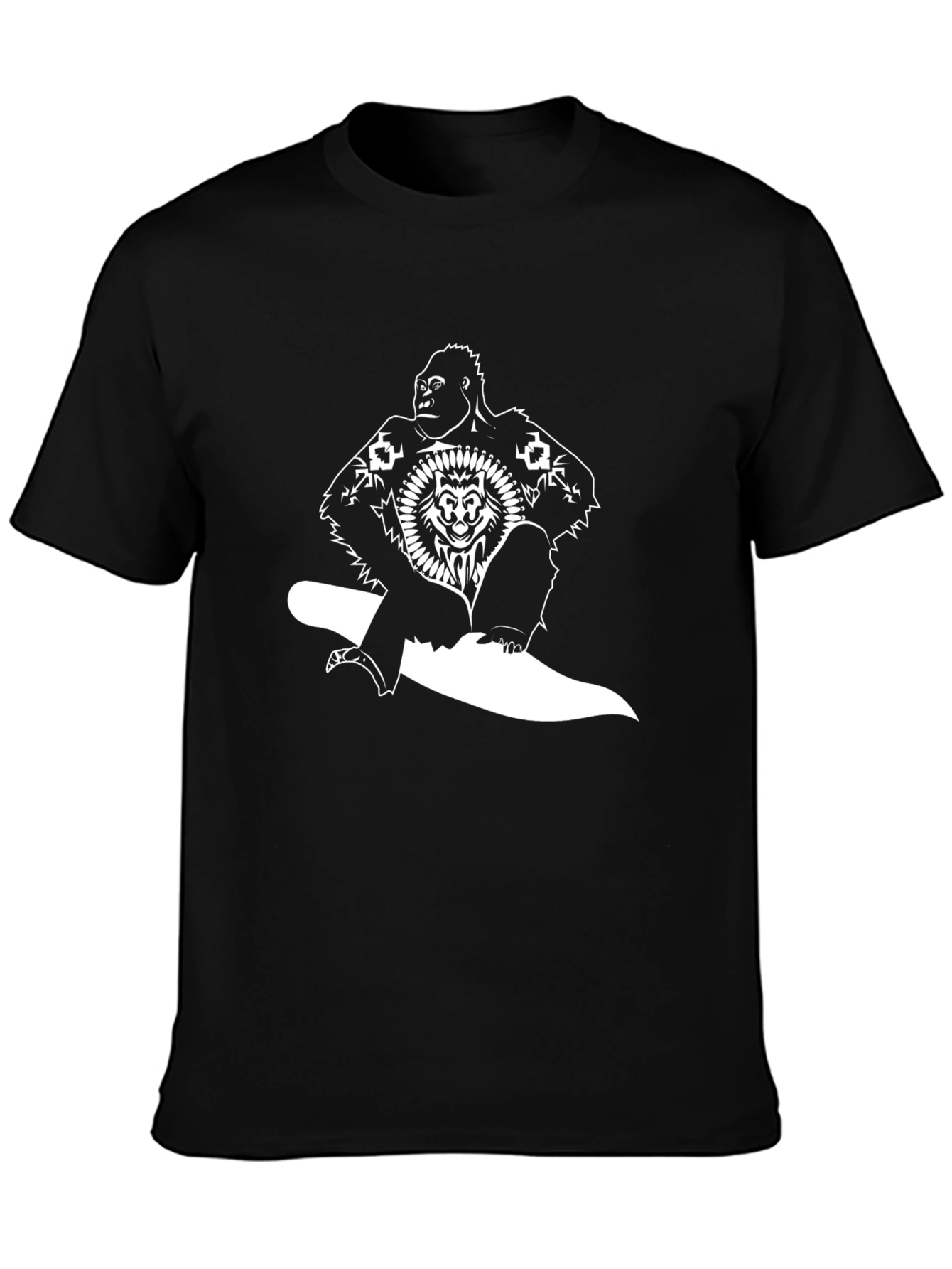 Black Gorilla Lion Graphic Tee