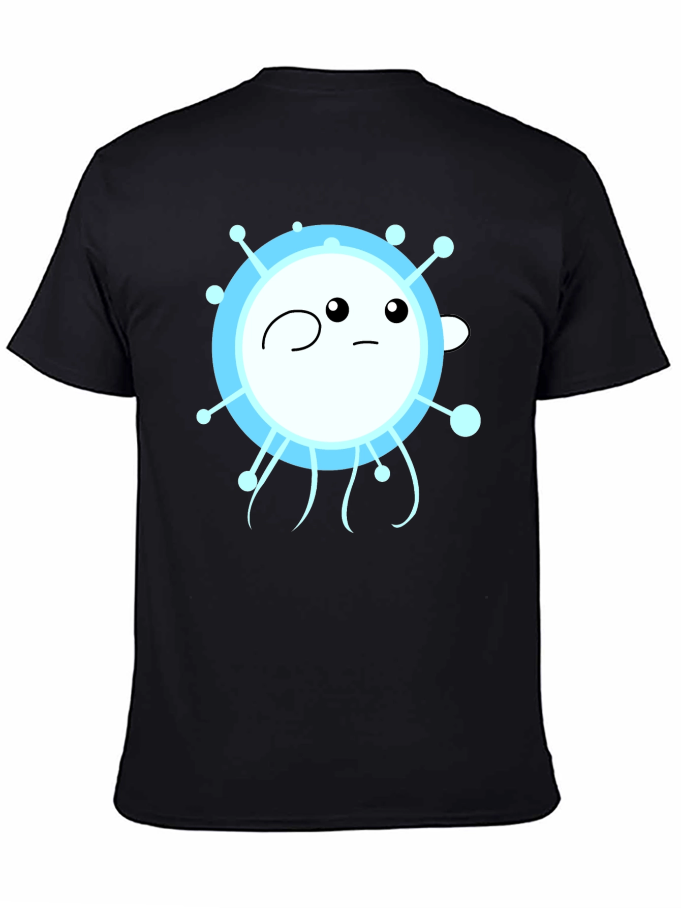 Funny Cartoon Virus Graphic Black T-Shirt