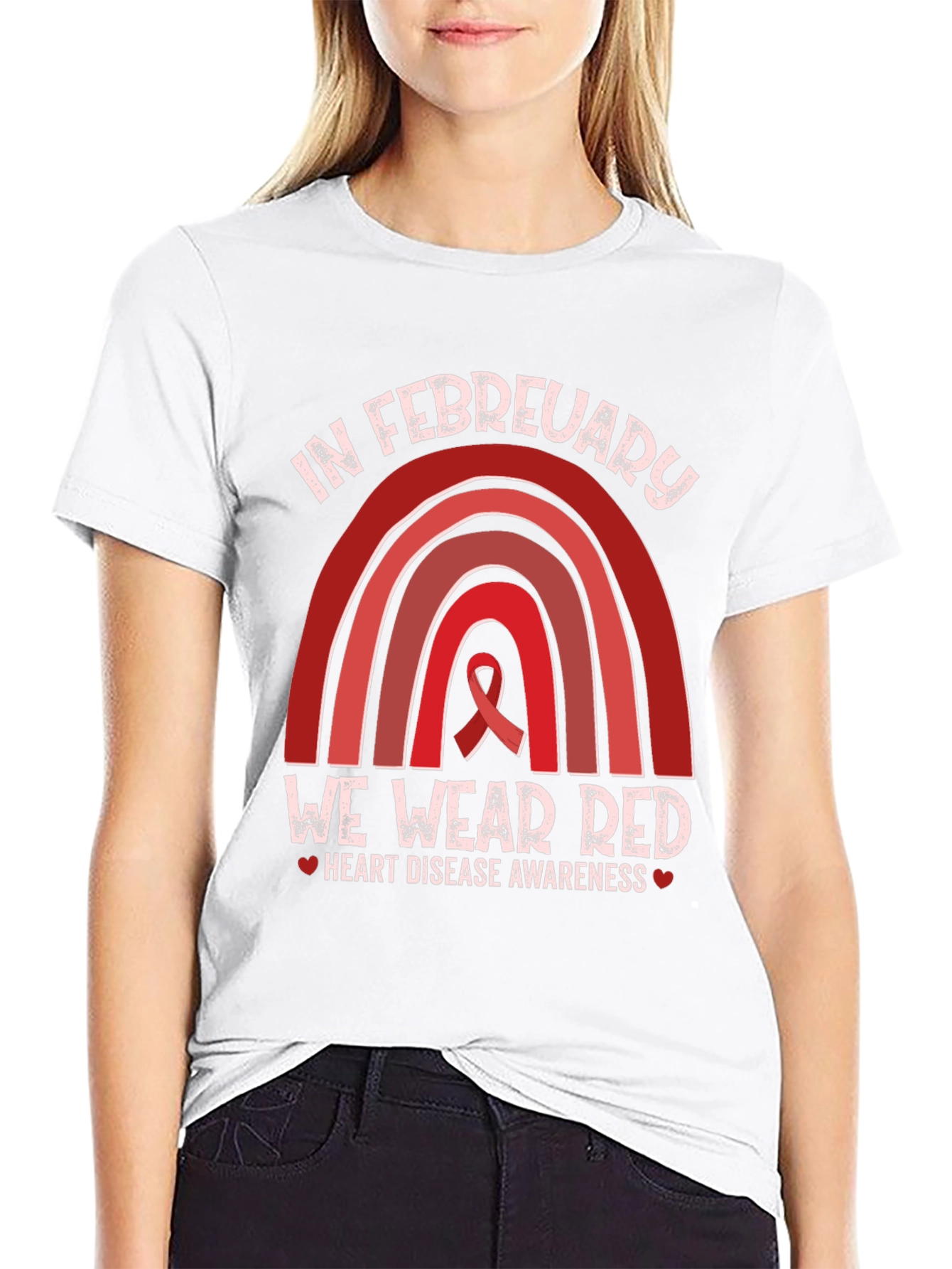 In February We Wear Red Heart Disease Awareness T-Shirt