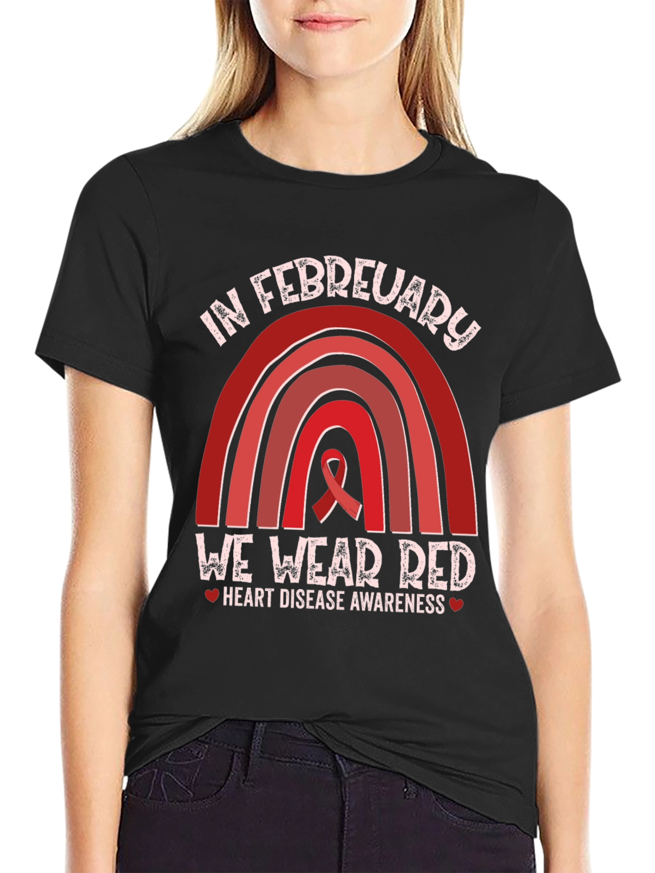 In February We Wear Red Heart Disease Awareness T-Shirt