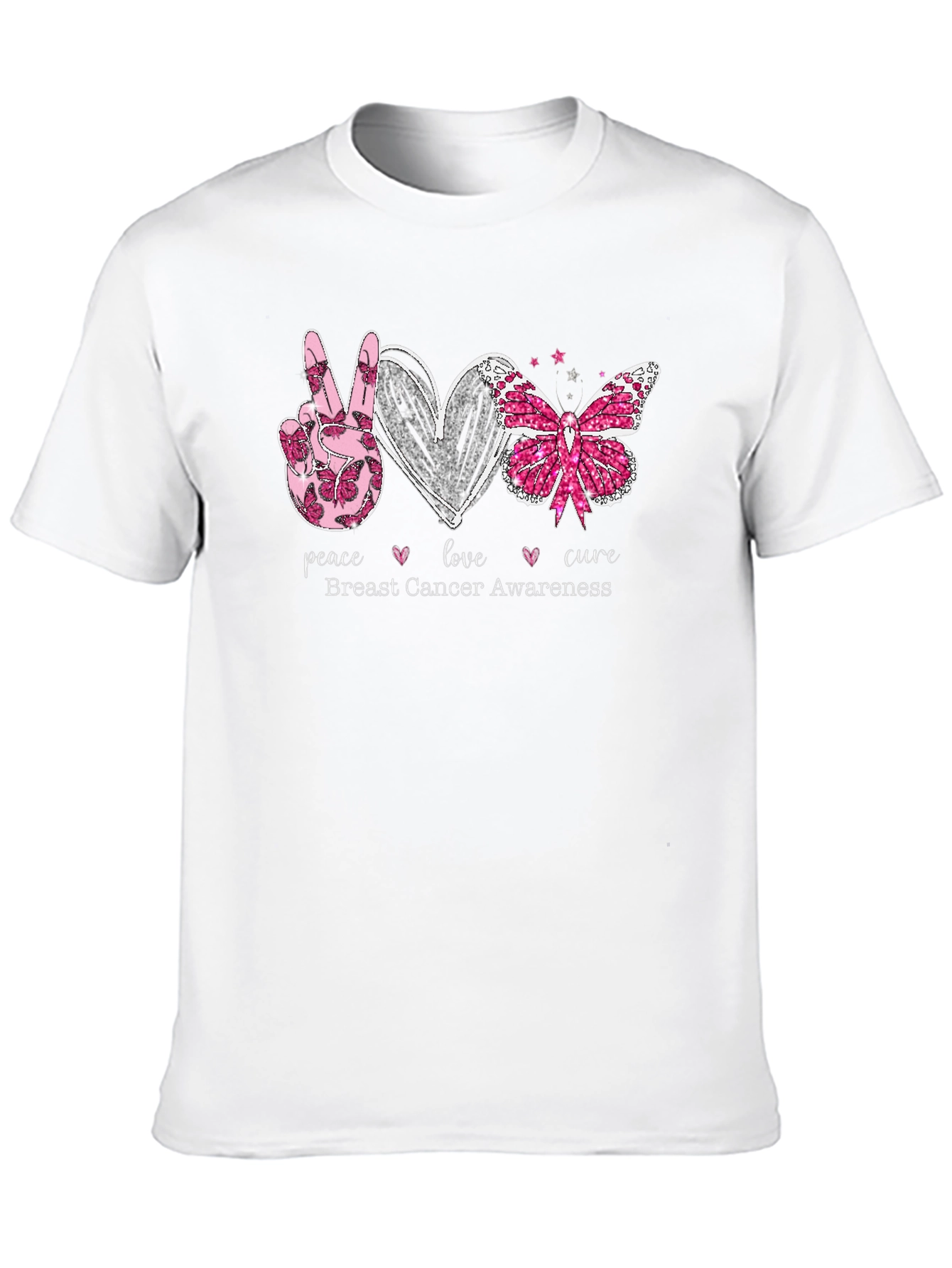 Breast Cancer Awareness T-Shirt Peace Love Cure