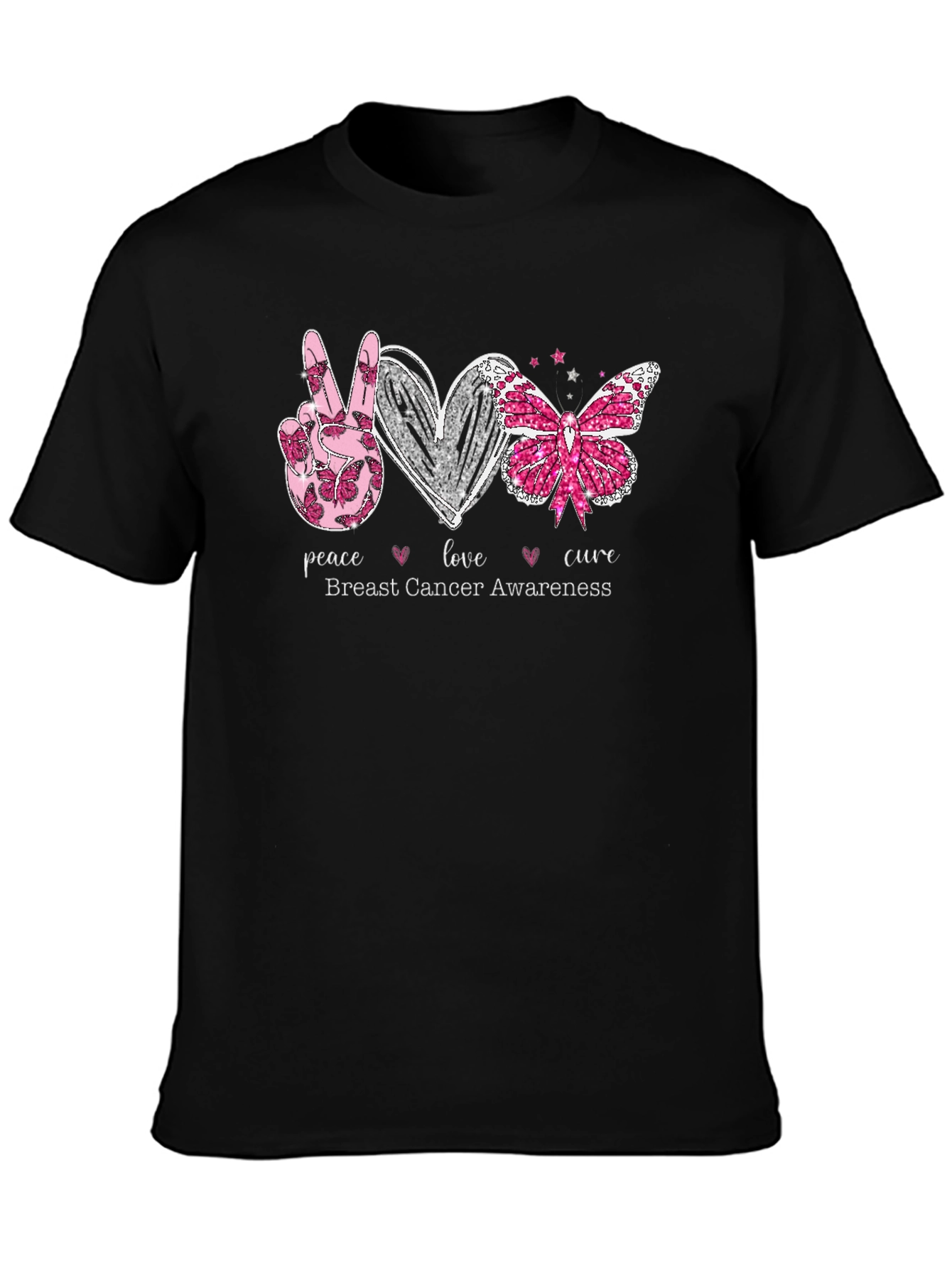 Breast Cancer Awareness T-Shirt Peace Love Cure